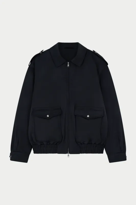 PADDED SMART FLIGHT BOMBER JACKET - BLACK sold by The Couture Club