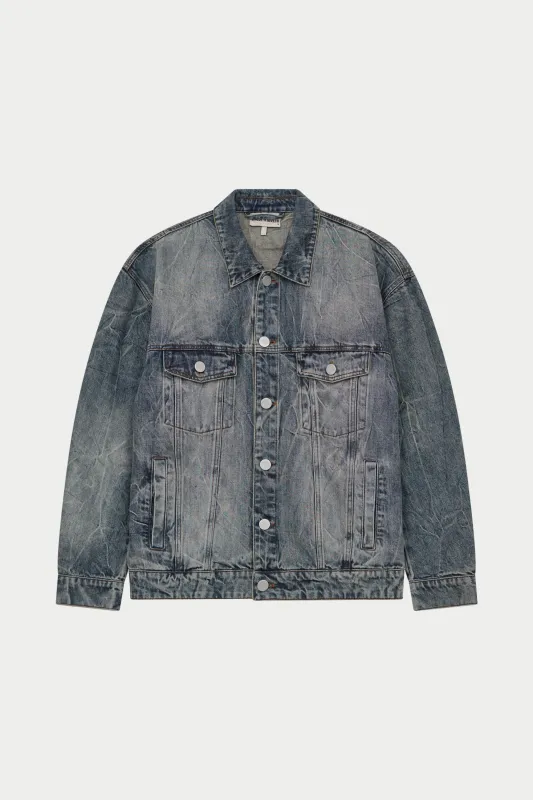 VINTAGE WASH DENIM JACKET - BLUE WASH sold by The Couture Club