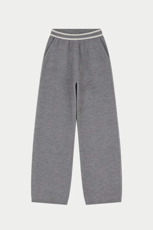 CONTRAST STRIPE KNITTED JOGGERS - GREY sold by The Couture Club