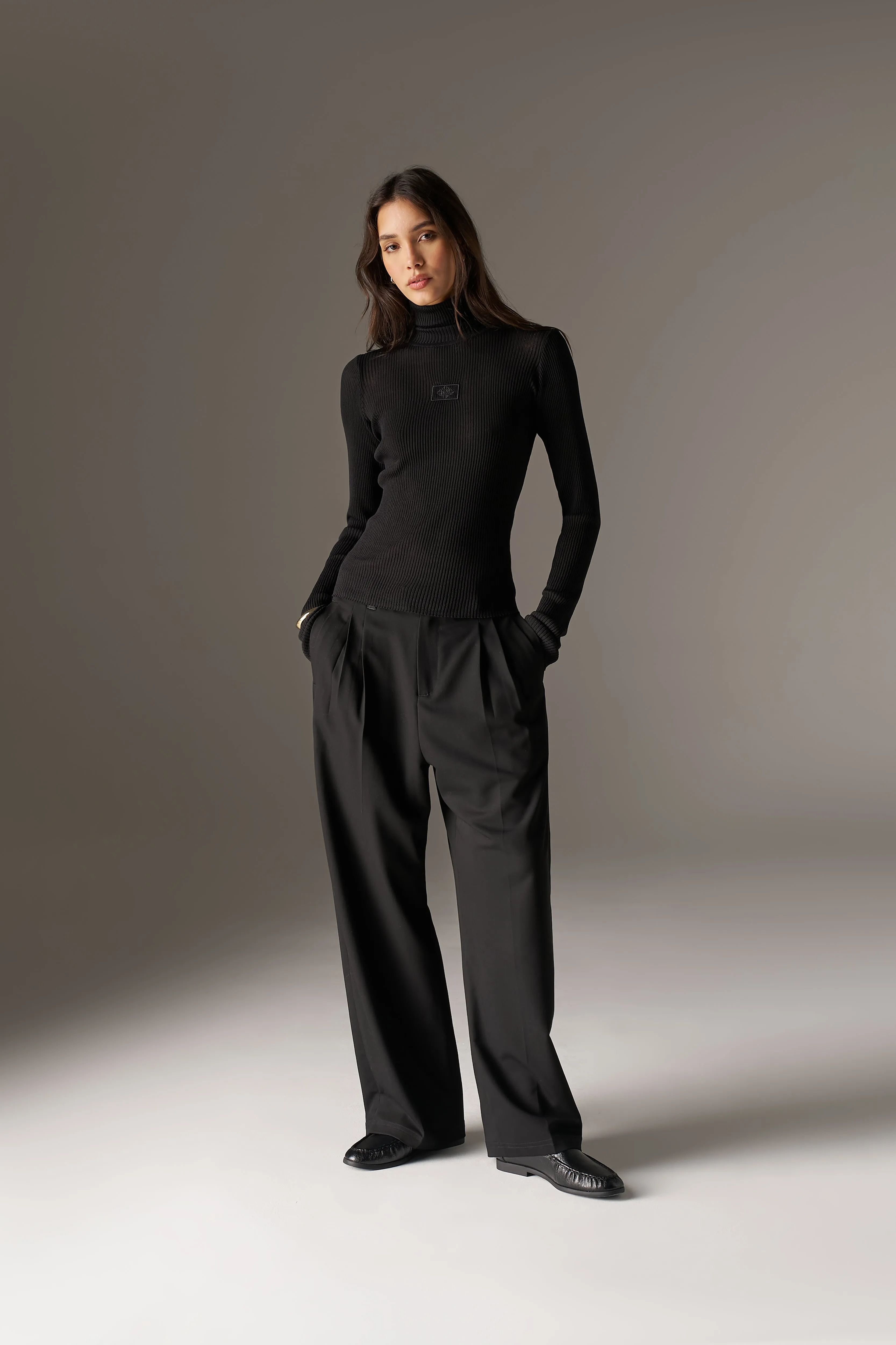 RIBBED ROLL NECK TOP - BLACK sold by The Couture Club product image thumbnail 4