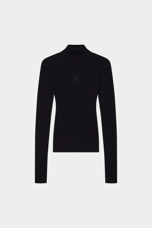 RIBBED ROLL NECK TOP - BLACK sold by The Couture Club