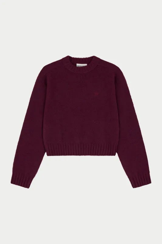 EMBLEM EMBROIDERED KNITTED CREW - PLUM made by The Couture Club