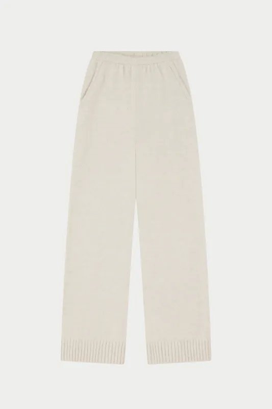 EMBLEM EMBROIDERED KNIT JOGGERS - OAT sold by The Couture Club