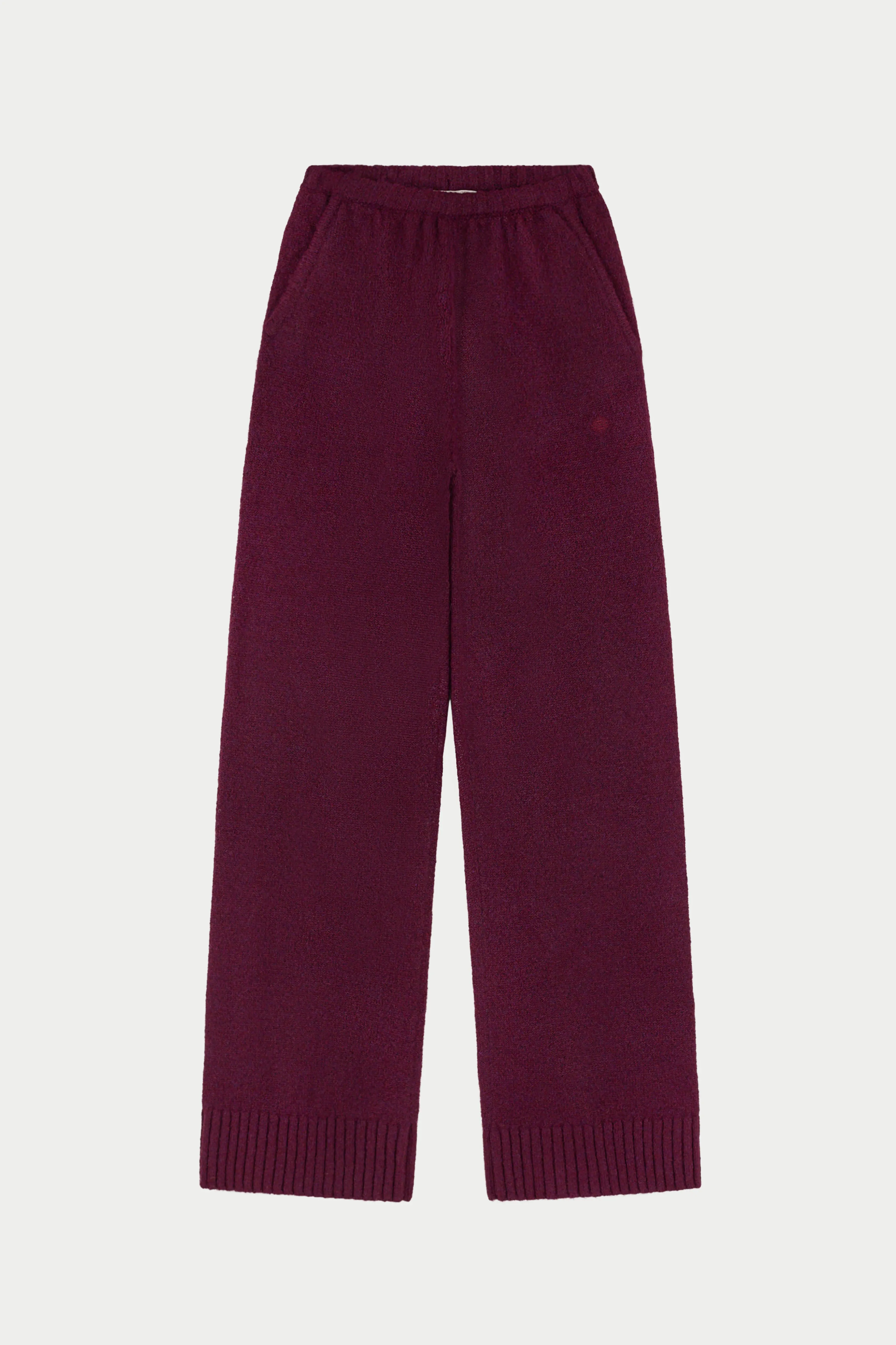 EMBLEM EMBROIDERED KNIT JOGGERS - PLUM sold by The Couture Club