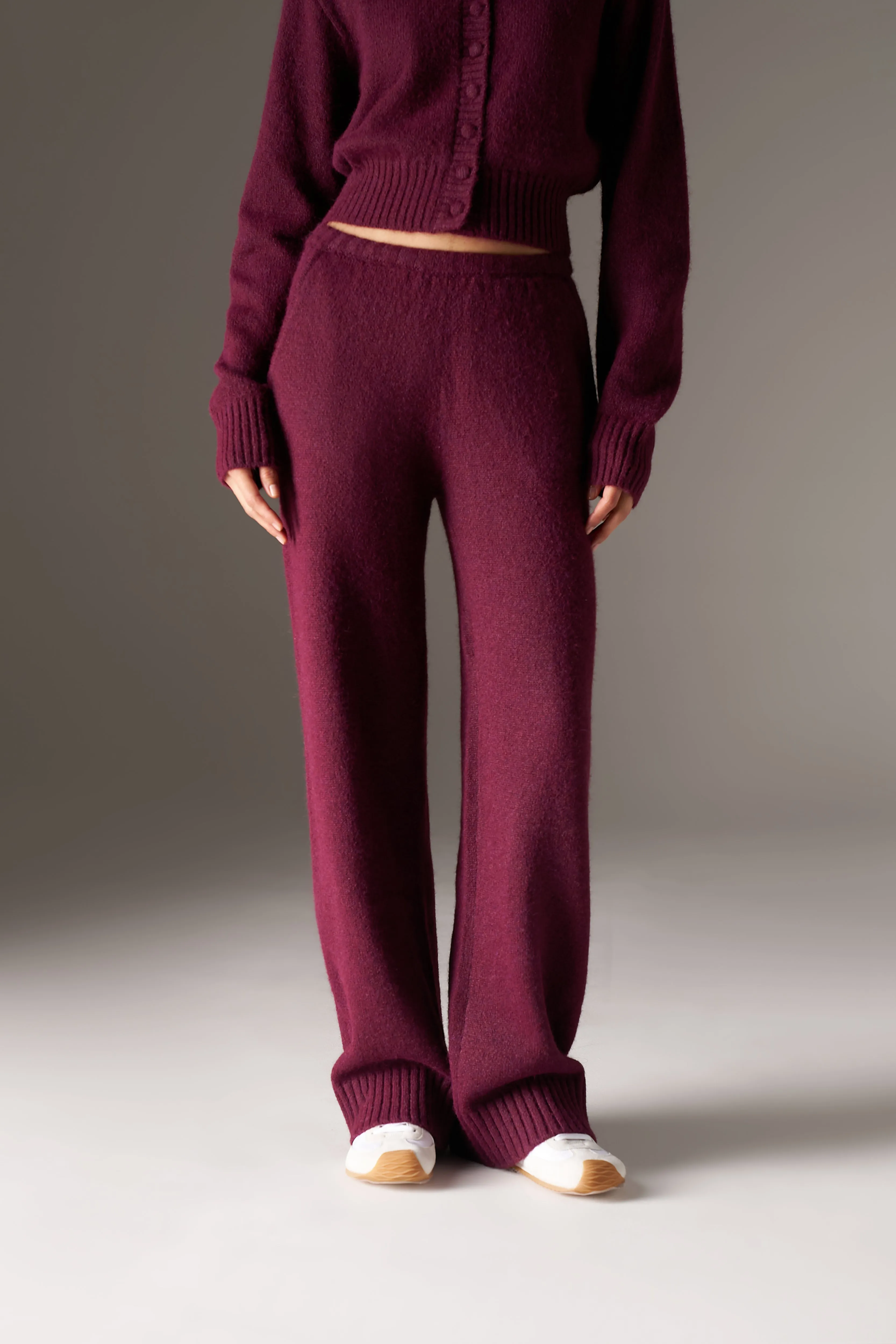 EMBLEM EMBROIDERED KNIT JOGGERS - PLUM sold by The Couture Club product image thumbnail 4