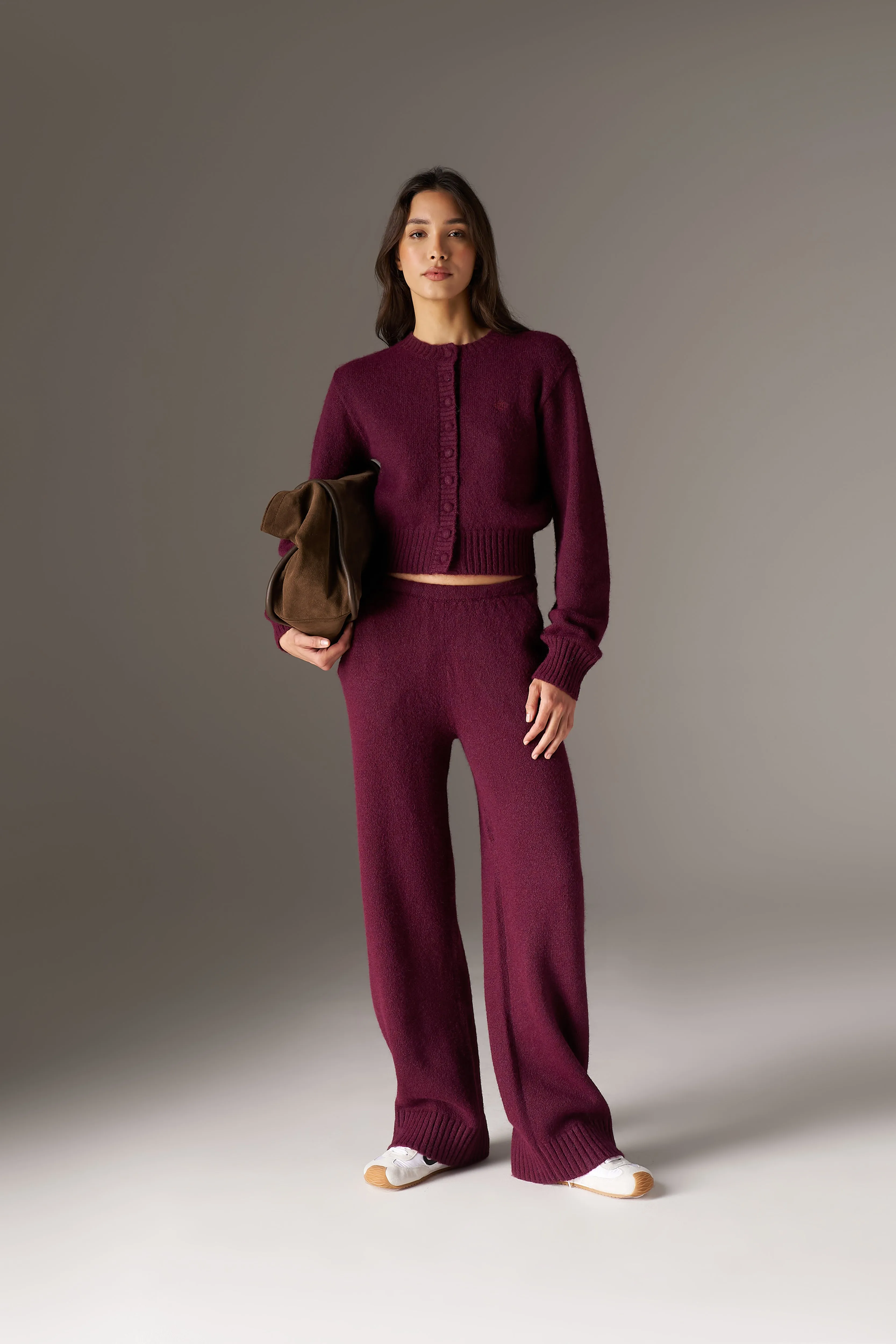 EMBLEM EMBROIDERED KNIT JOGGERS - PLUM sold by The Couture Club product image thumbnail 3