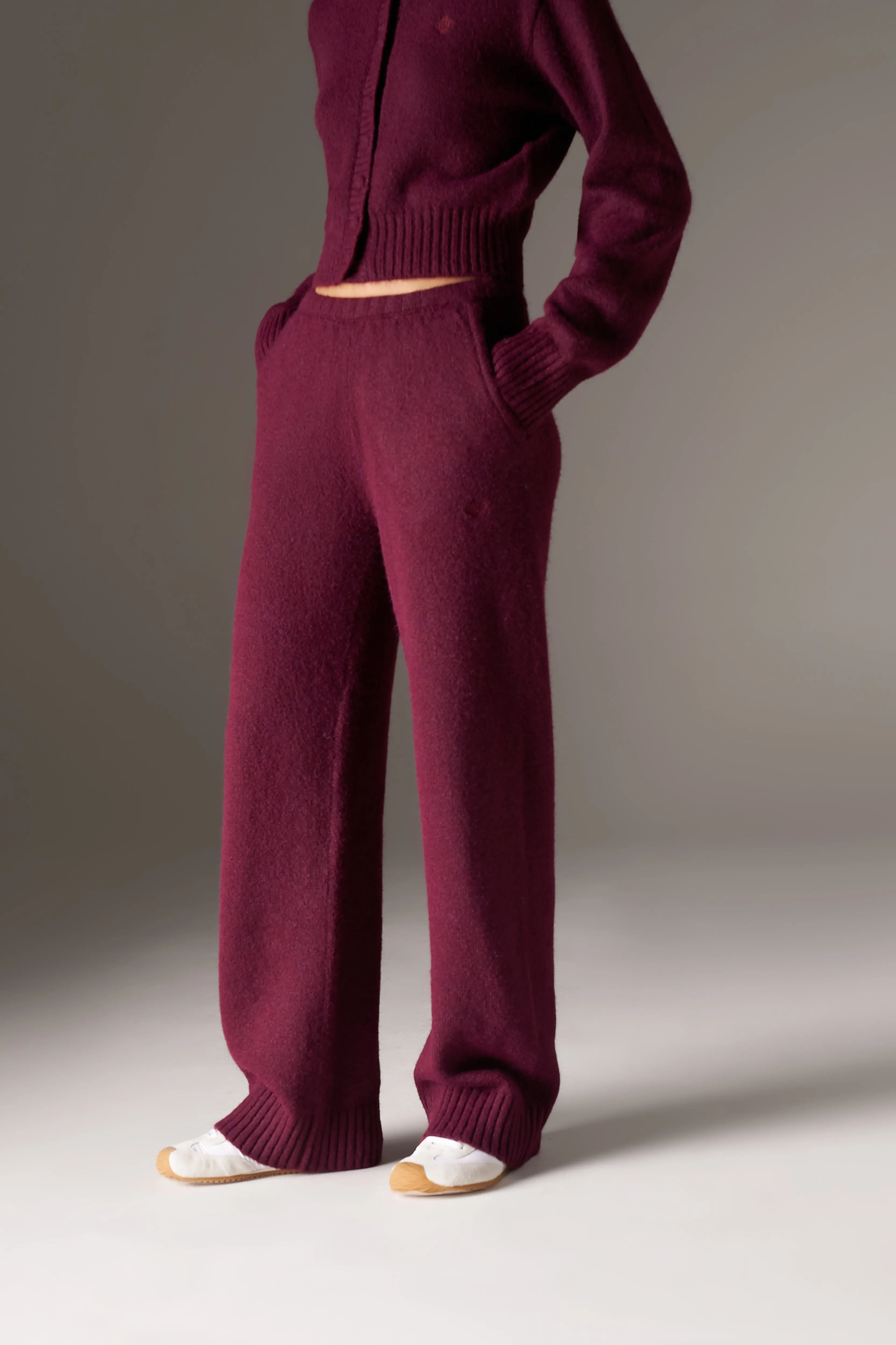 EMBLEM EMBROIDERED KNIT JOGGERS - PLUM sold by The Couture Club product image thumbnail 2