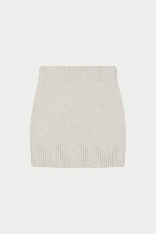 EMBLEM EMBROIDERED KNIT SKIRT - OAT sold by The Couture Club