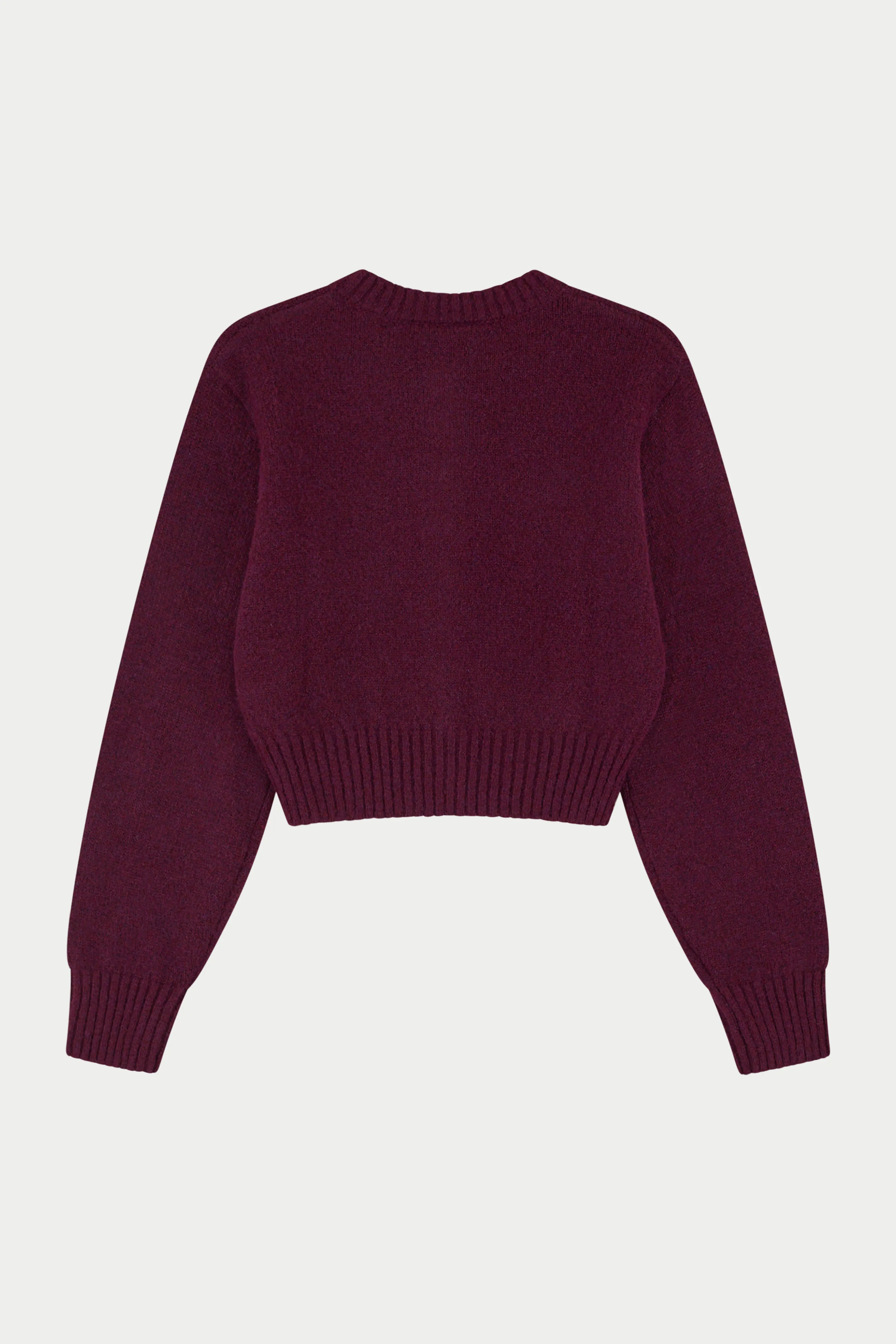 EMBLEM EMBROIDERED KNIT CROP CARDIGAN - PLUM sold by The Couture Club