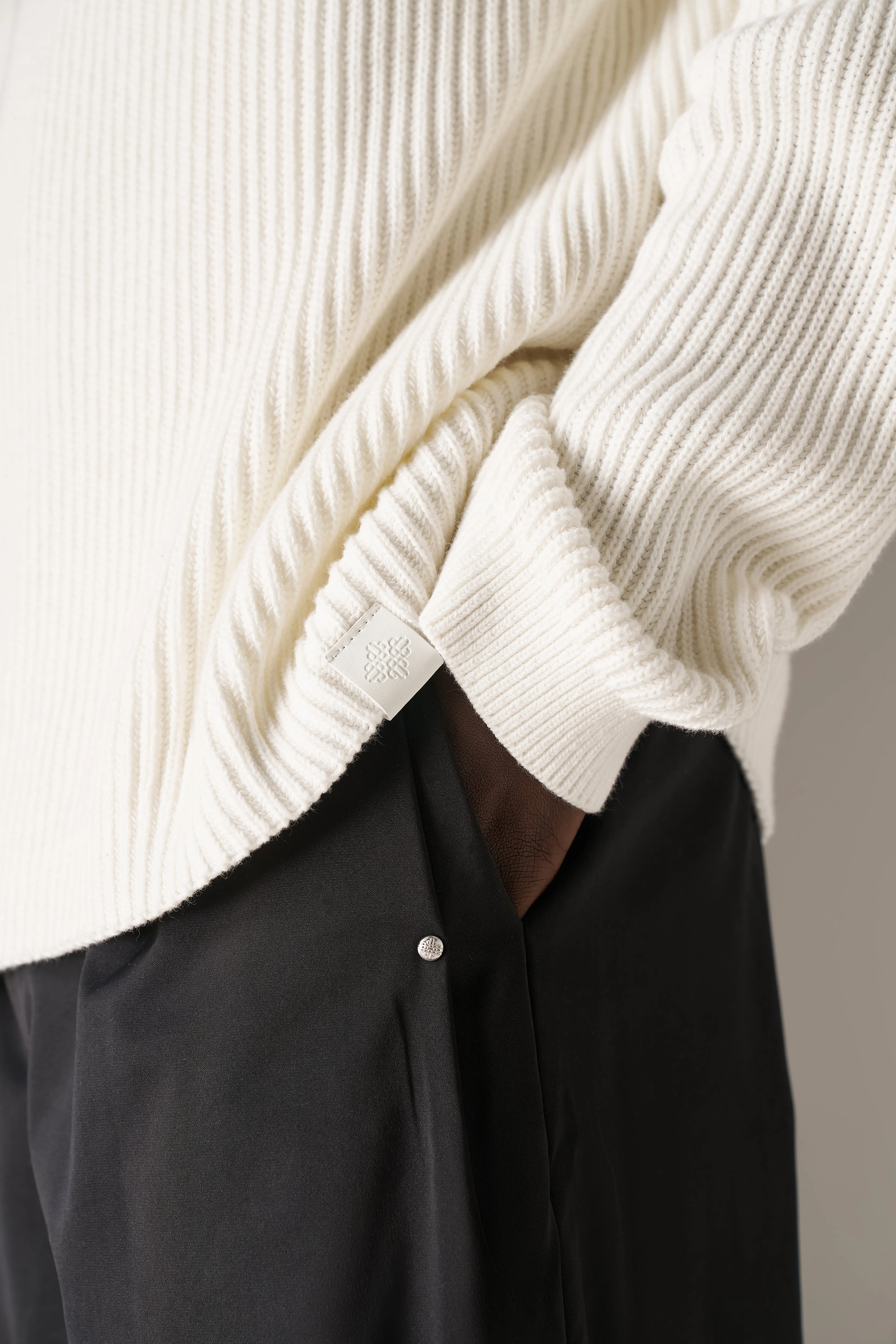 HEAVY WASHED RIB KNIT POLO - OFF WHITE sold by The Couture Club product image thumbnail 5