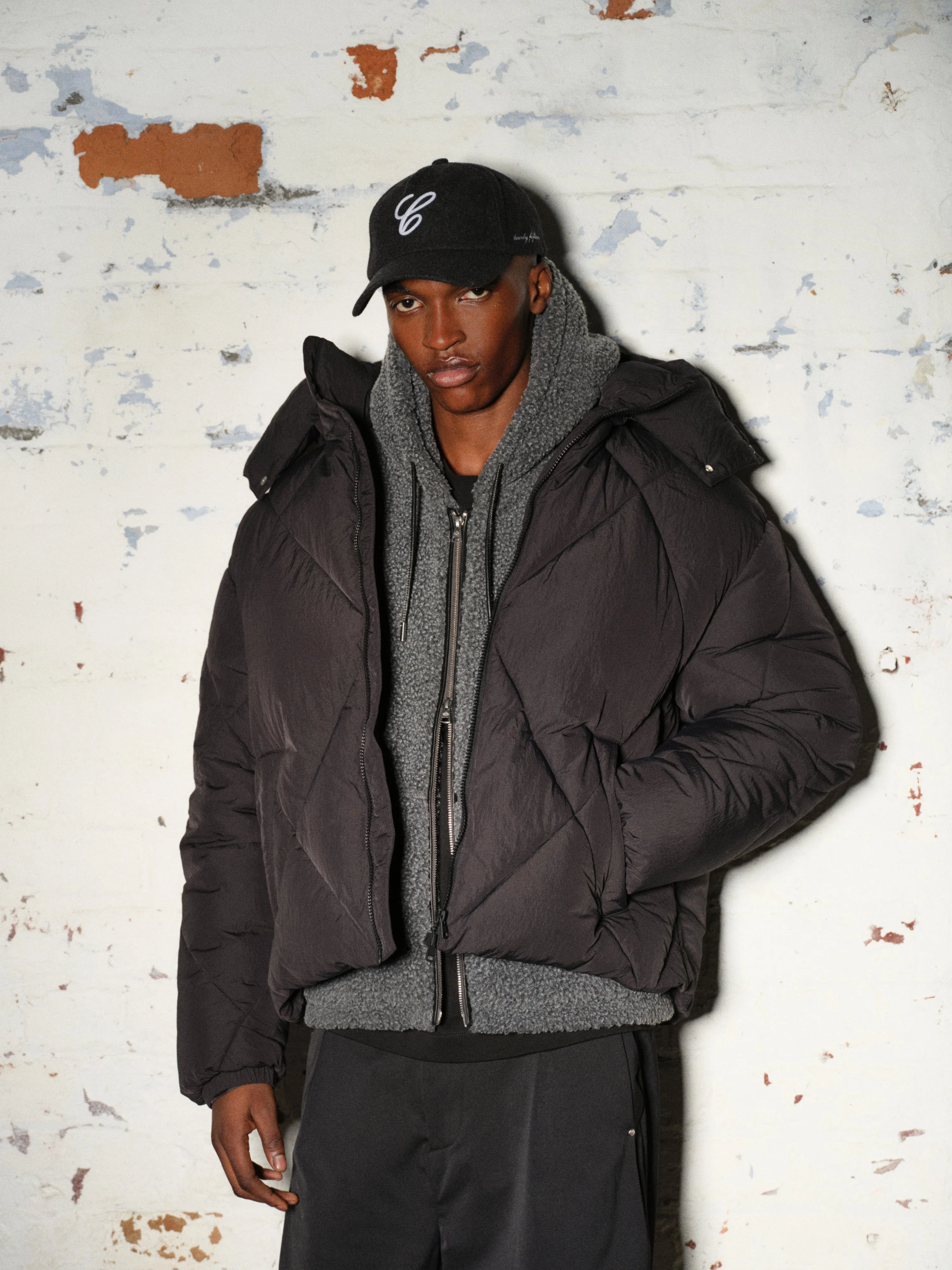 DIAMOND QUILTED PUFFER COAT - BLACK sold by The Couture Club product image thumbnail 2
