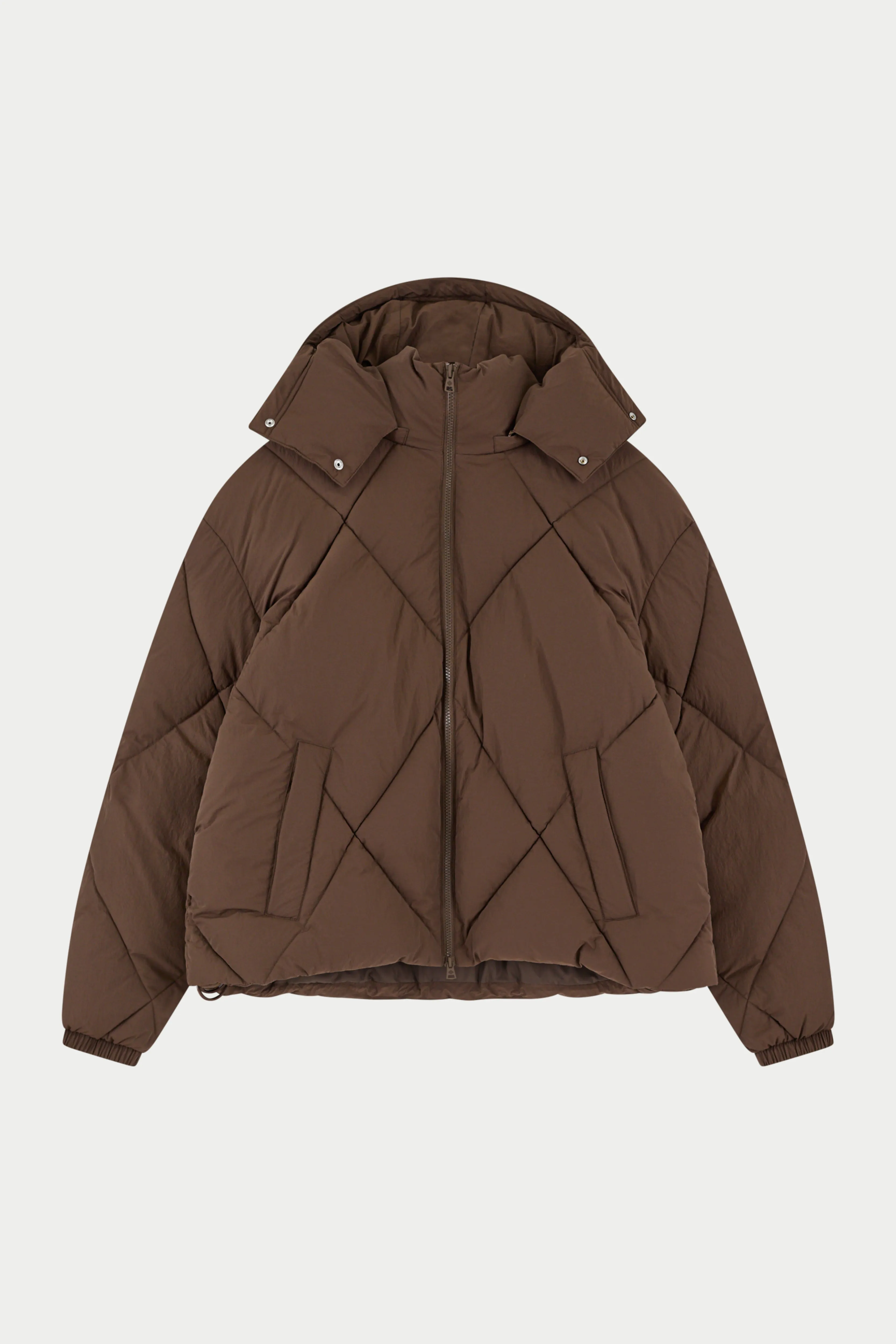 DIAMOND QUILTED PUFFER COAT - BROWN sold by The Couture Club
