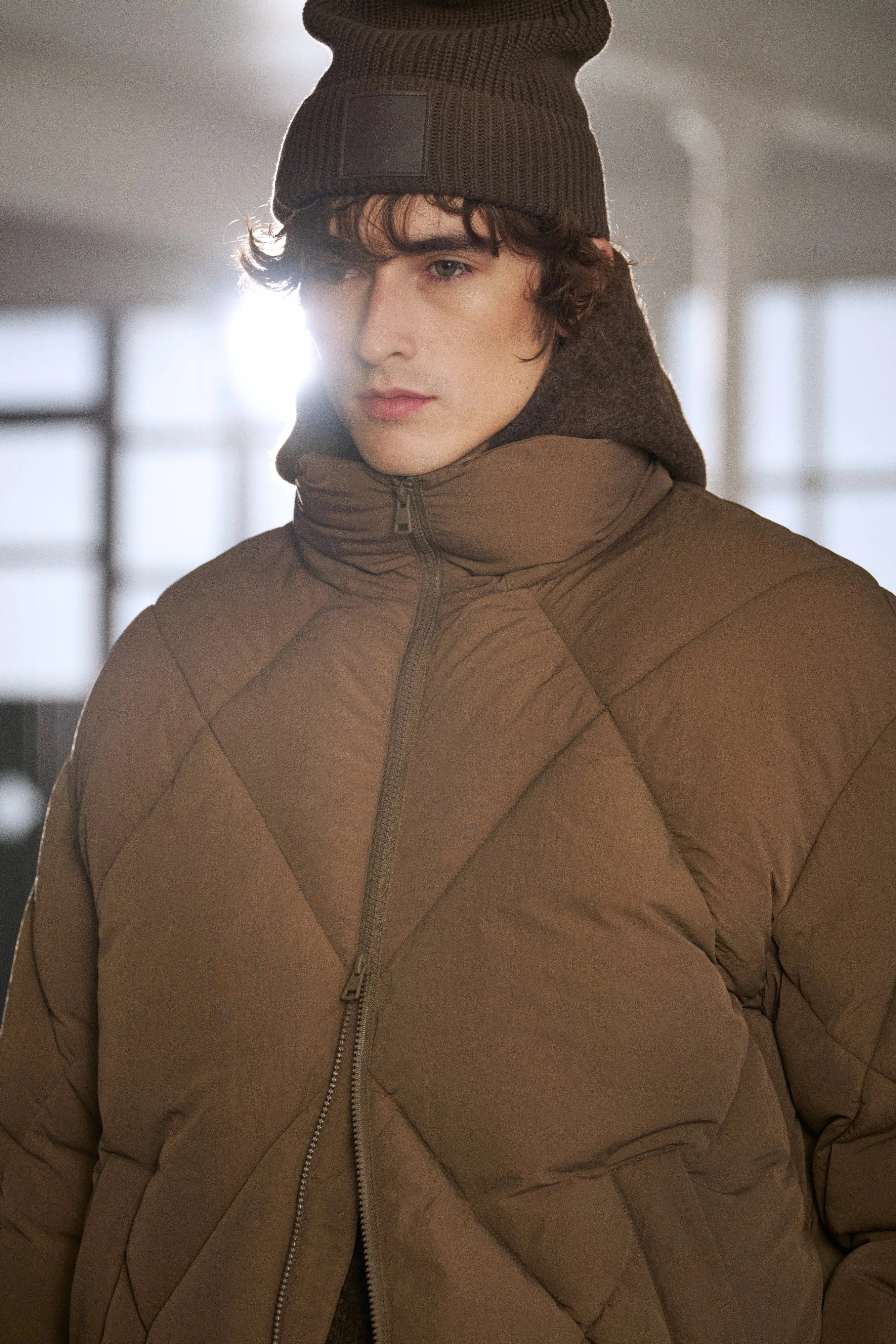 DIAMOND QUILTED PUFFER COAT - BROWN sold by The Couture Club product image thumbnail 5