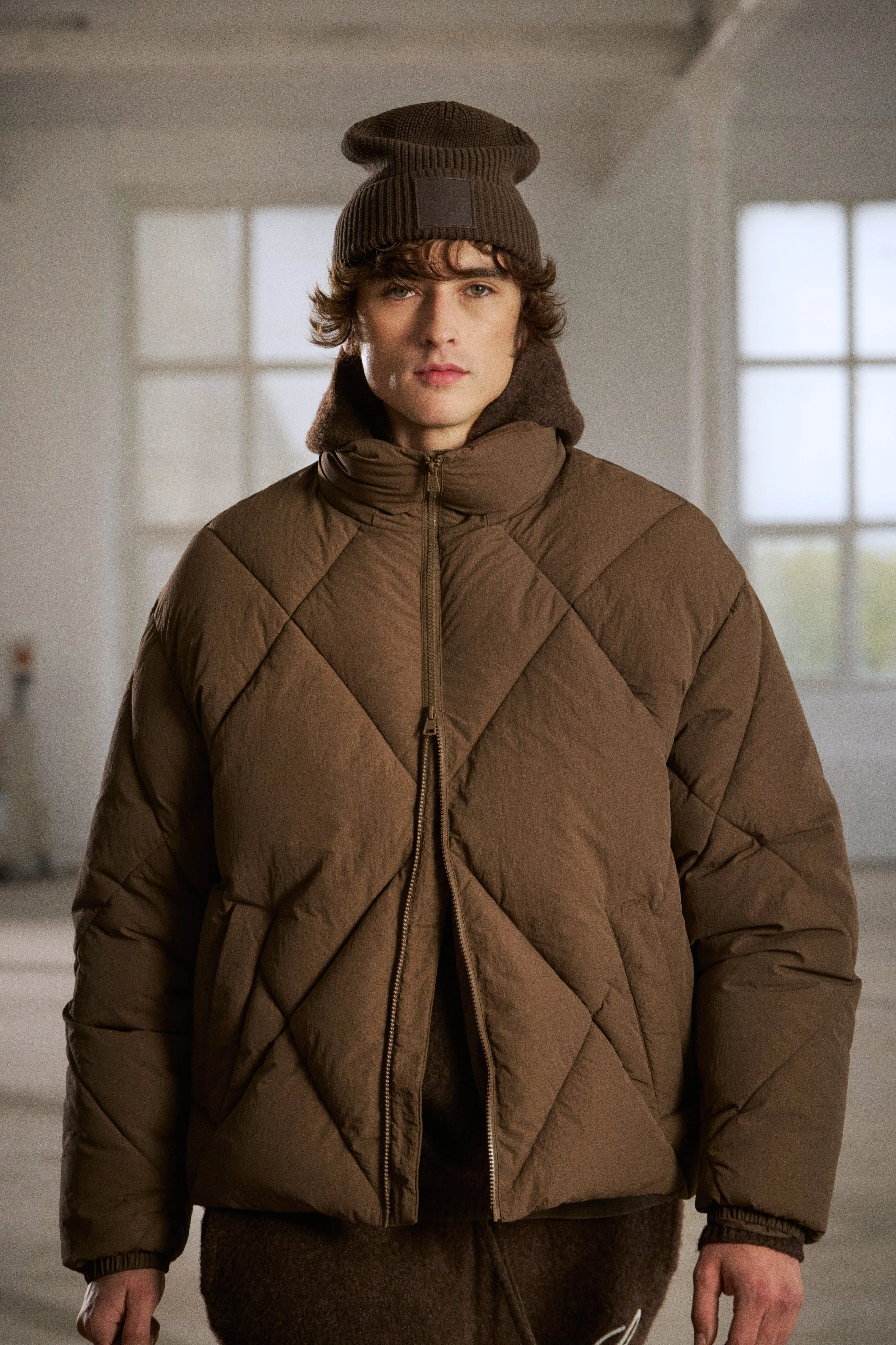 DIAMOND QUILTED PUFFER COAT - BROWN sold by The Couture Club product image thumbnail 2