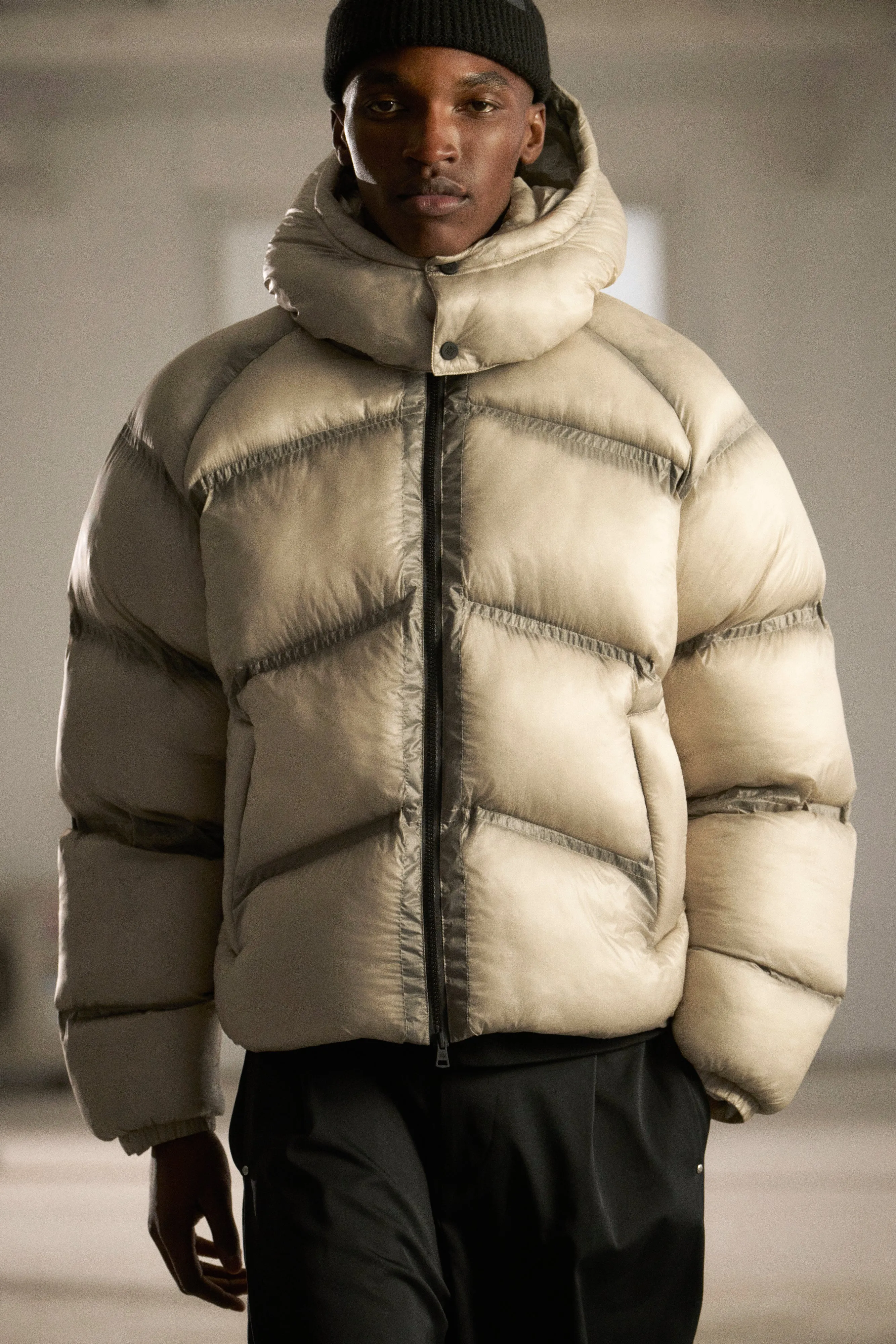 TRANSLUCENT HOODED PUFFER - GREY sold by The Couture Club product image thumbnail 4