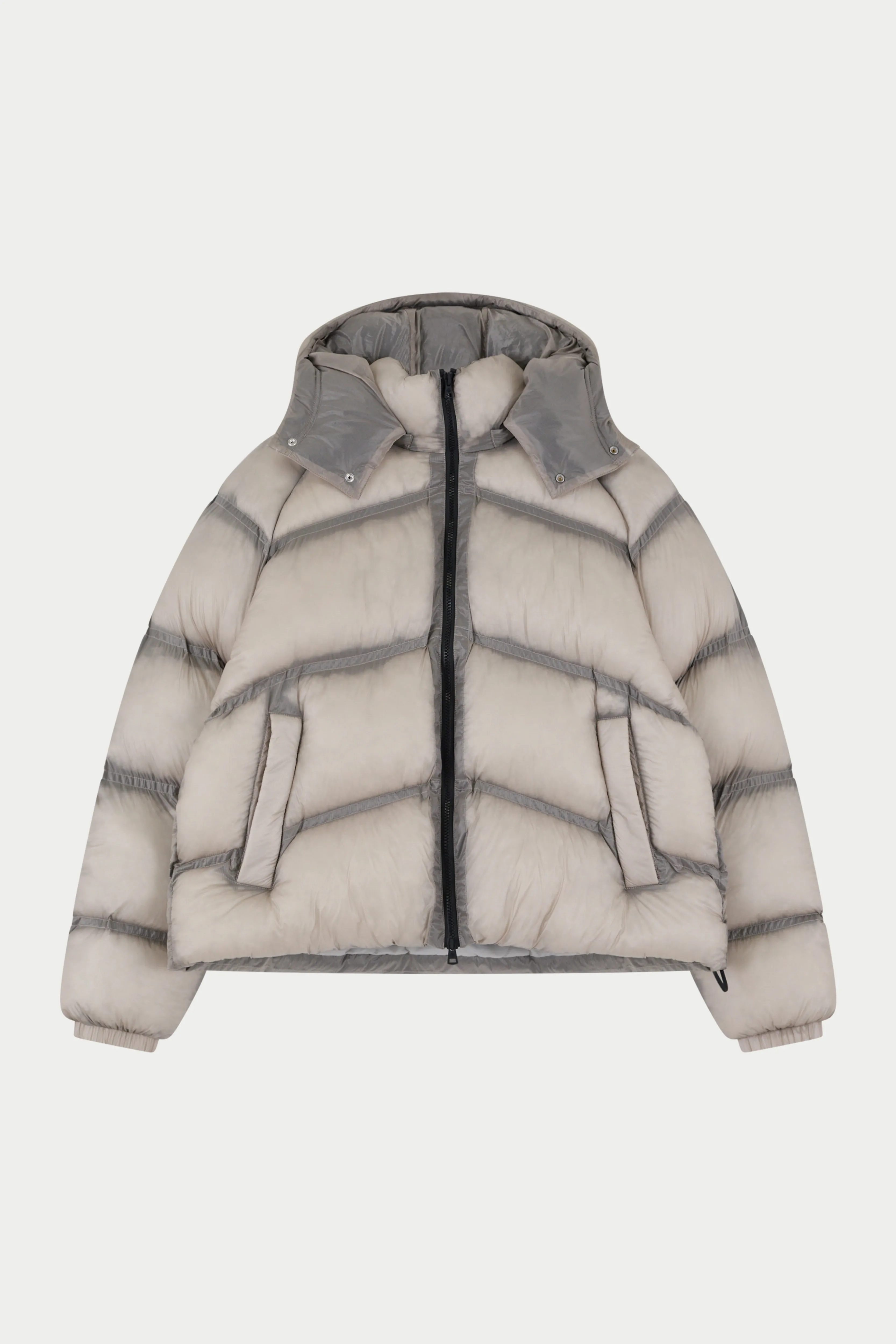 TRANSLUCENT HOODED PUFFER - GREY sold by The Couture Club