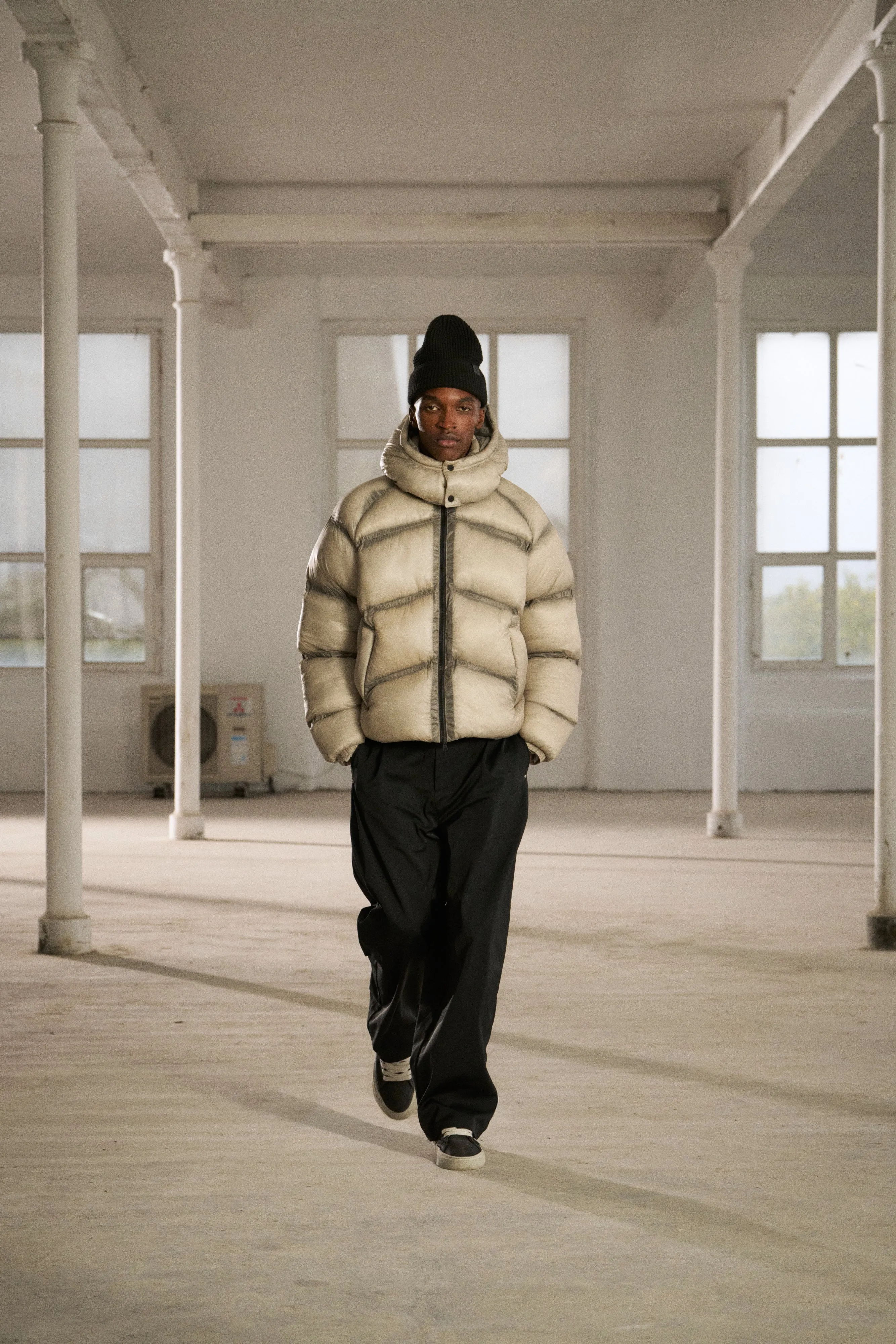 TRANSLUCENT HOODED PUFFER - GREY sold by The Couture Club product image thumbnail 3