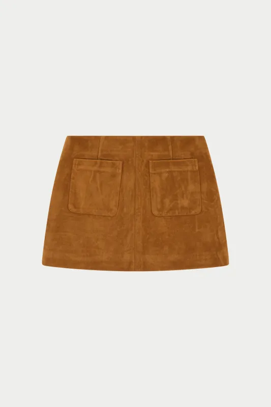 FAUX SUEDE MINI SKIRT - TAN sold by The Couture Club