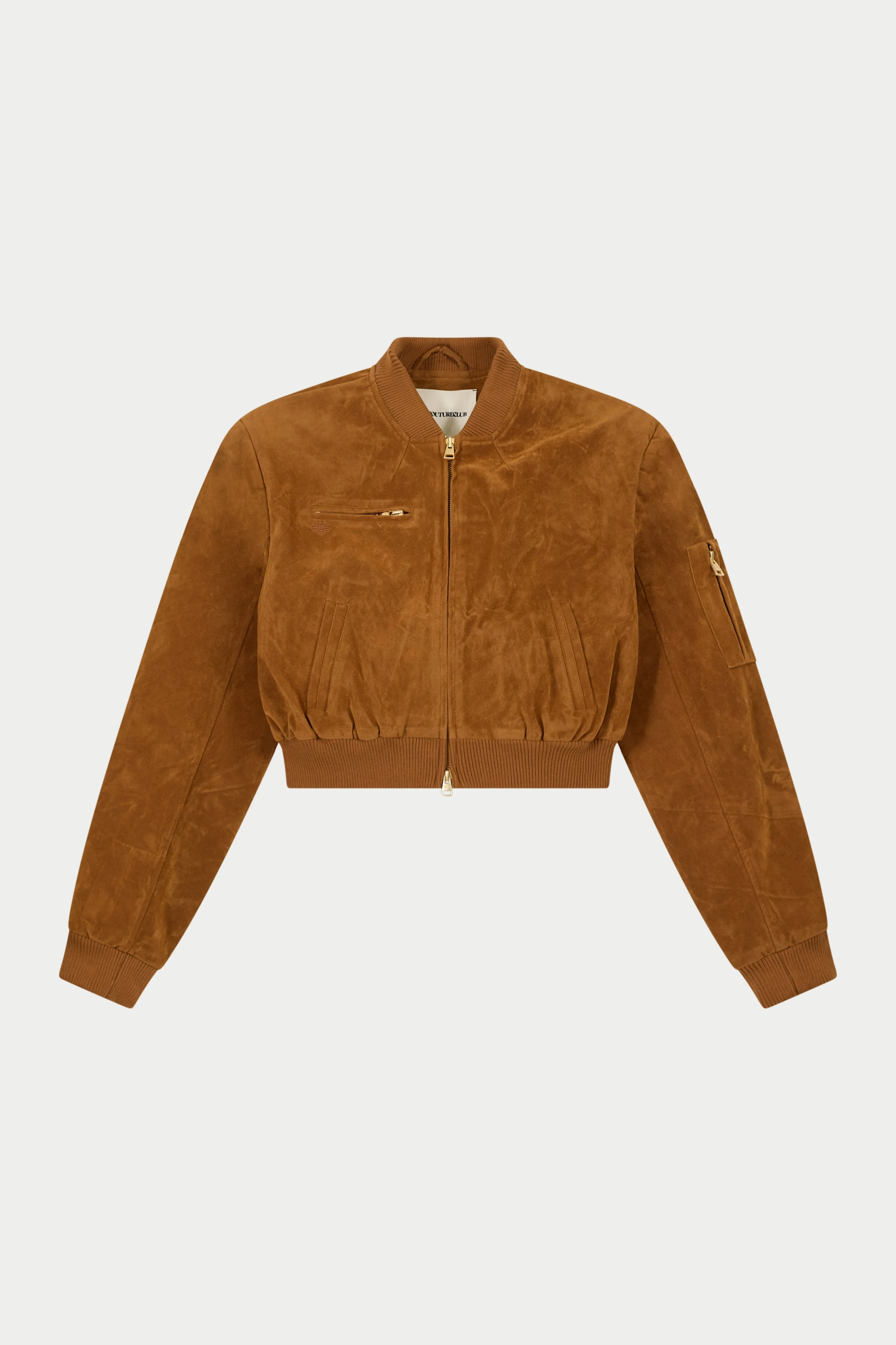 FAUX SUEDE BOMBER JACKET - TAN sold by The Couture Club