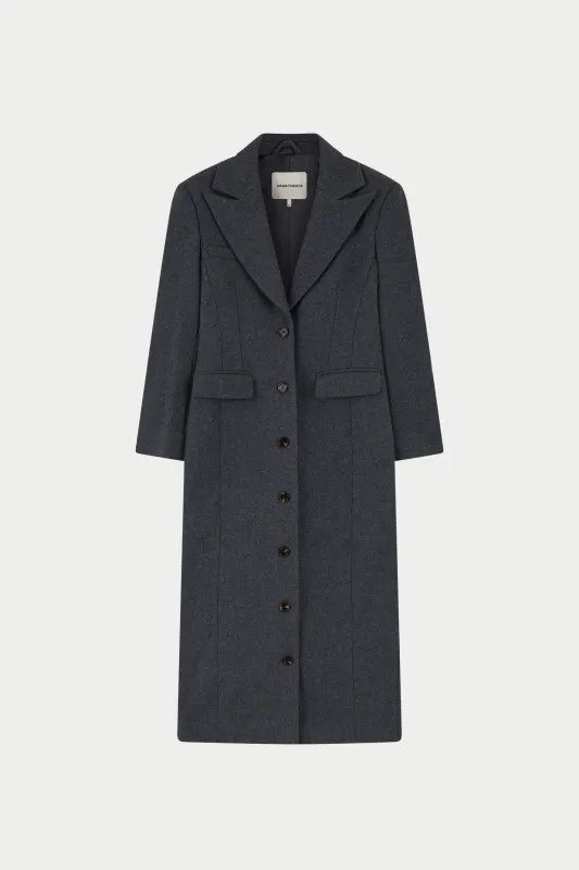 CINCHED WAIST TAILORED COAT - GREY made by The Couture Club