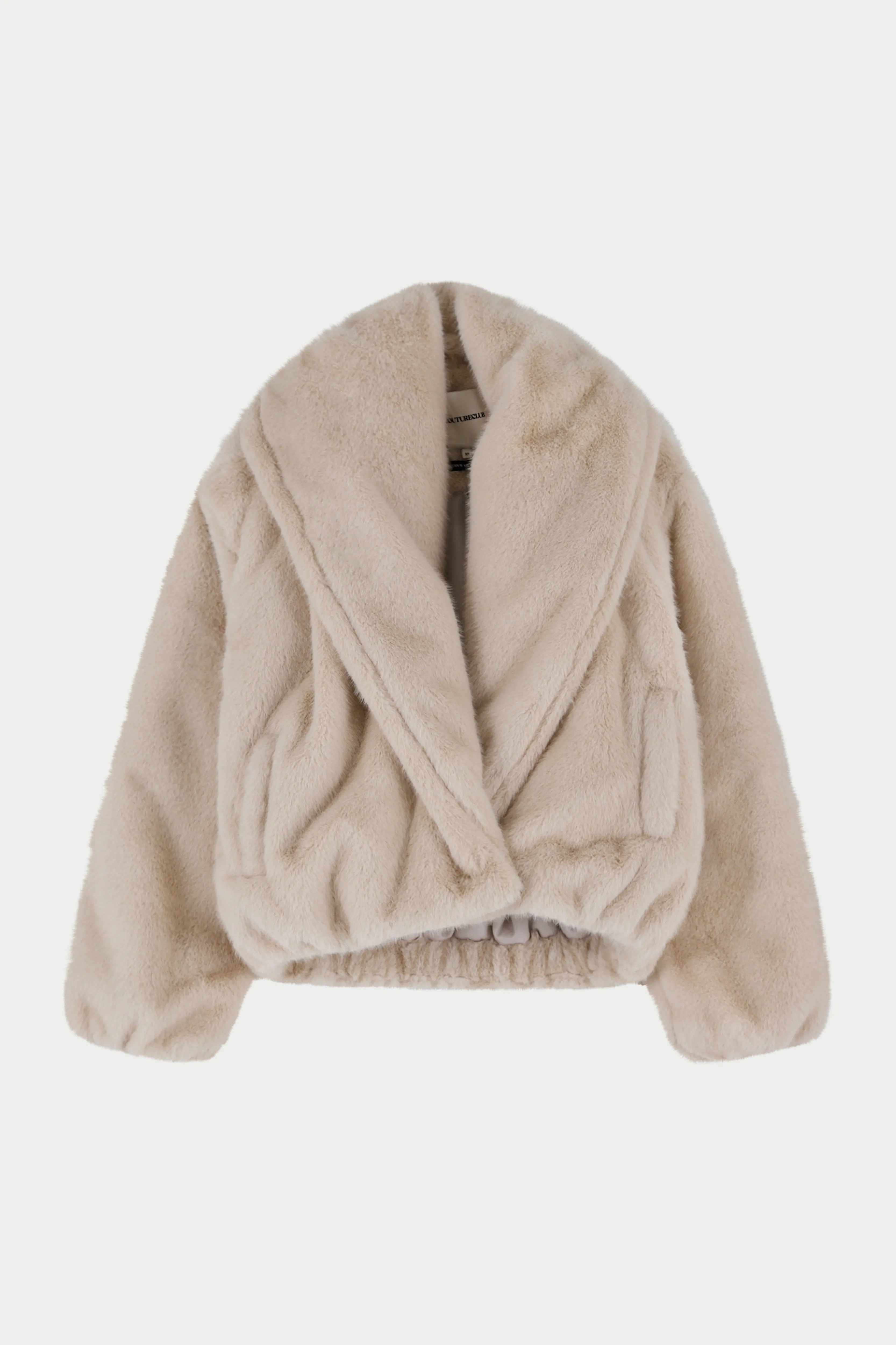 OVERSIZED COLLAR FAUX FUR PUFFER COAT - CREAM sold by The Couture Club