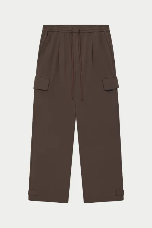 TECHNICAL WIDE LEG TROUSERS - BROWN sold by The Couture Club