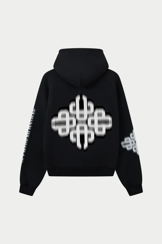 MOTION BLURRED EMBLEM HOODIE - BLACK sold by The Couture Club