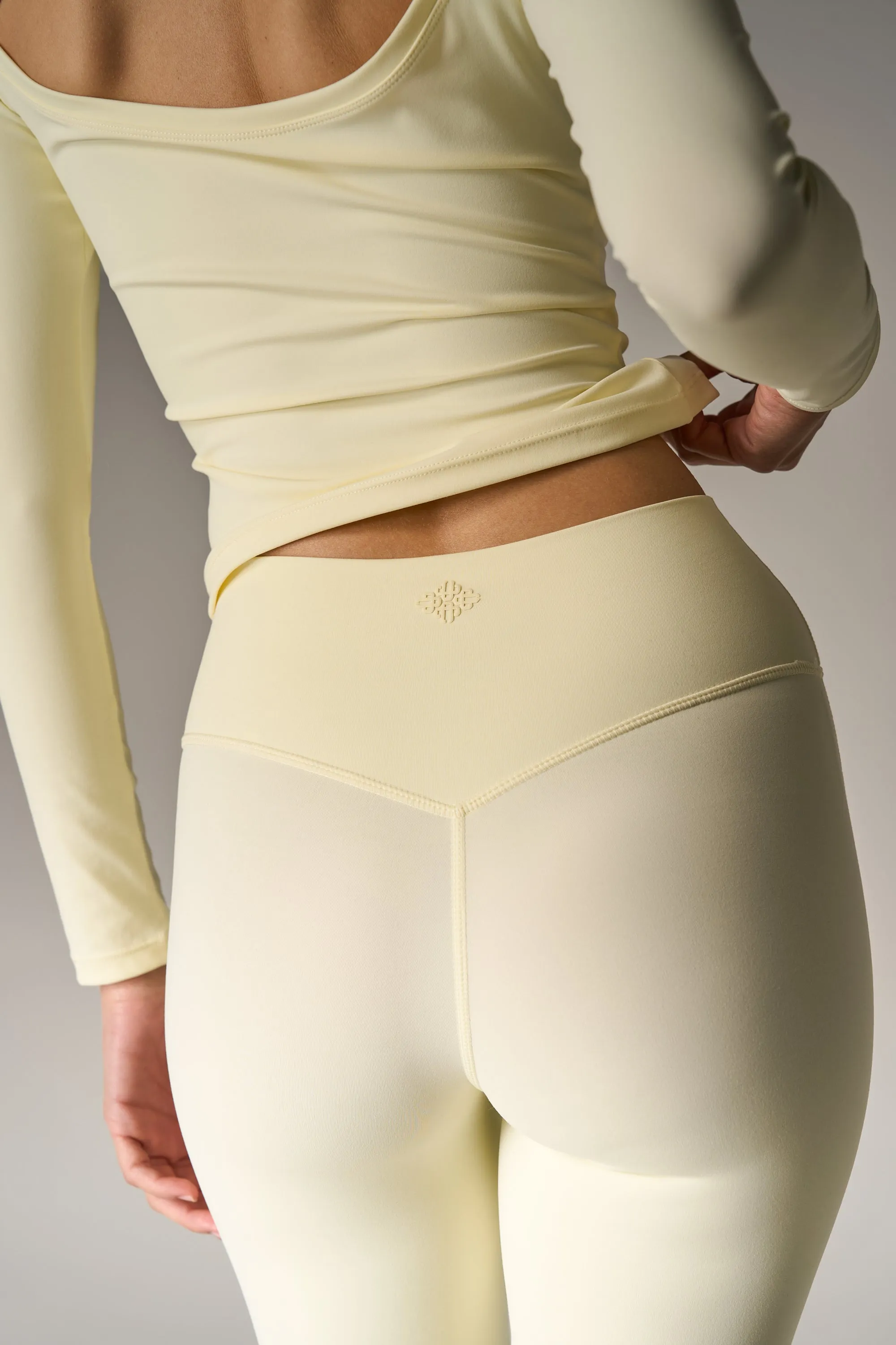 SCULPTING STRETCH EMBLEM LEGGINGS - YELLOW sold by The Couture Club product image thumbnail 4