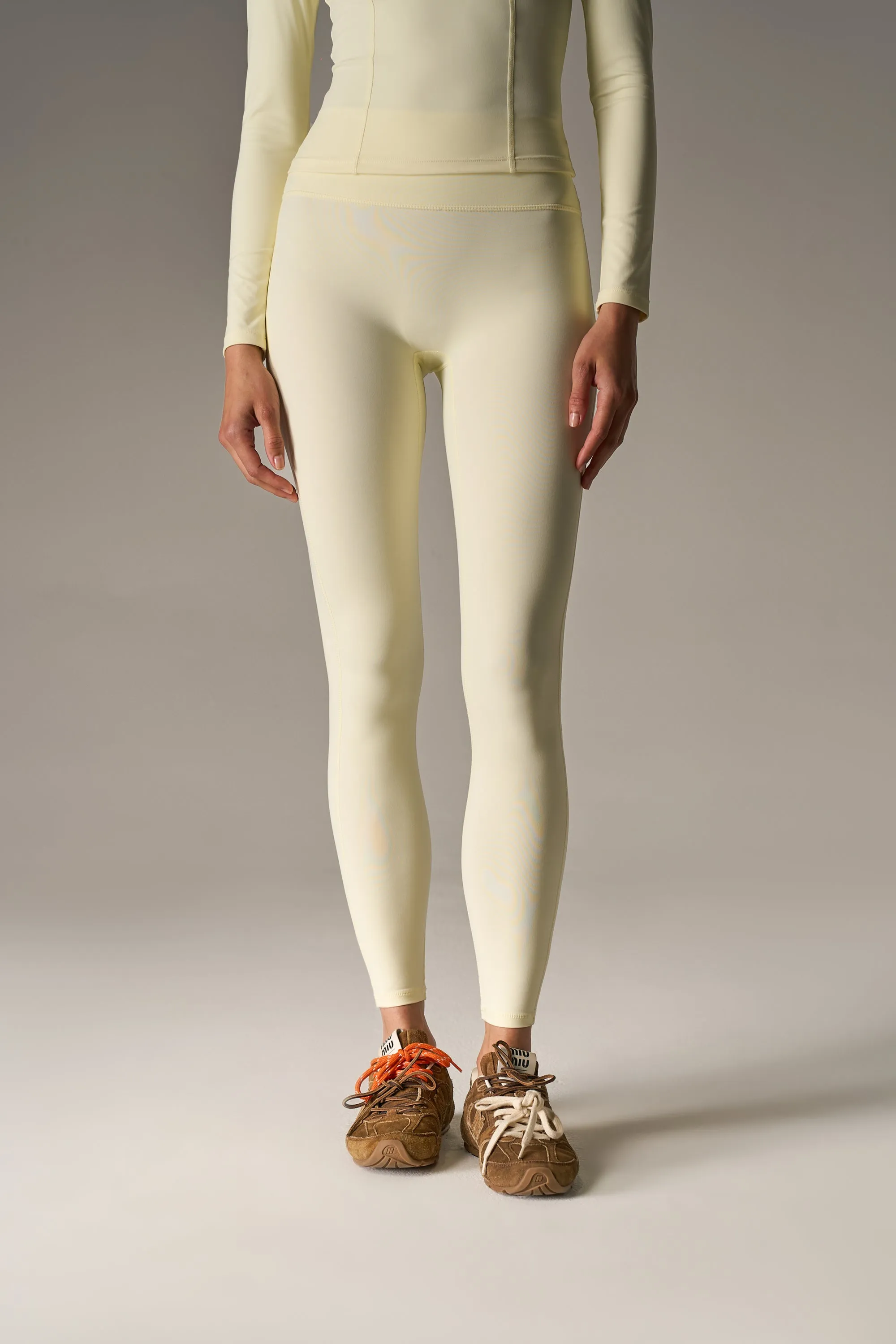 SCULPTING STRETCH EMBLEM LEGGINGS - YELLOW sold by The Couture Club product image thumbnail 3