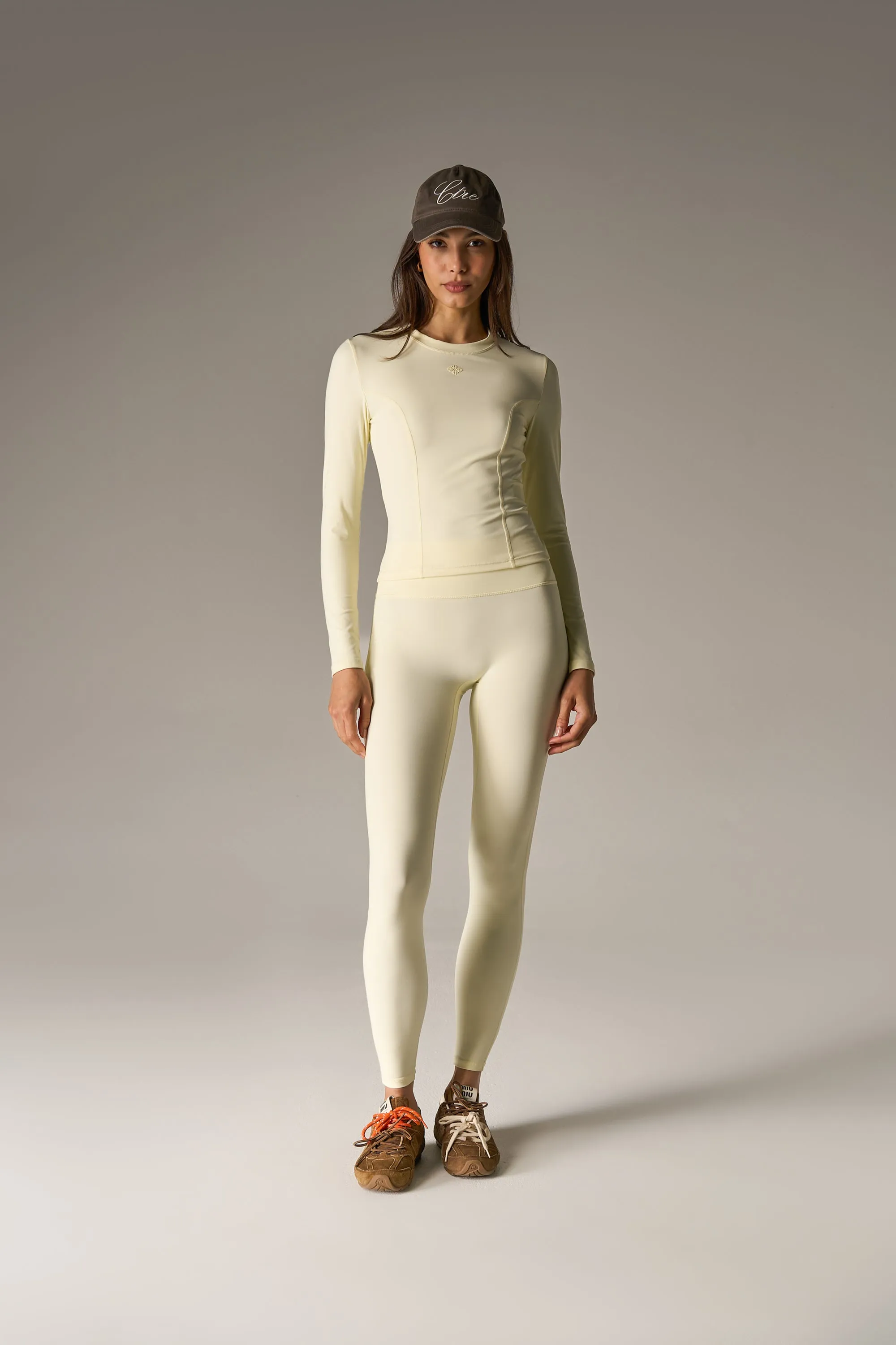 SCULPTING STRETCH EMBLEM LEGGINGS - YELLOW sold by The Couture Club