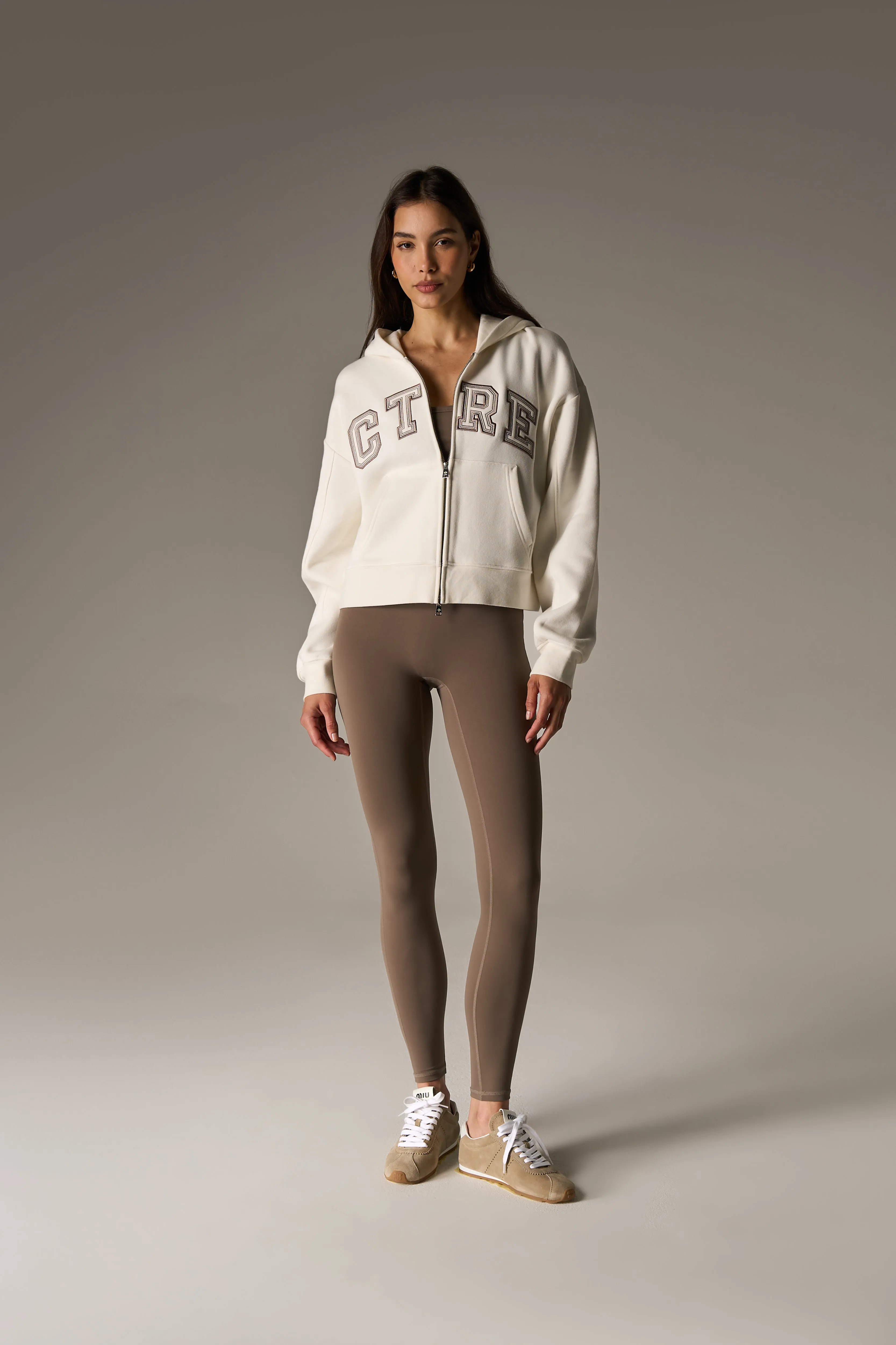 CTRE APPLIQUE ZIP THROUGH HOODIE - OFF WHITE sold by The Couture Club product image thumbnail 3