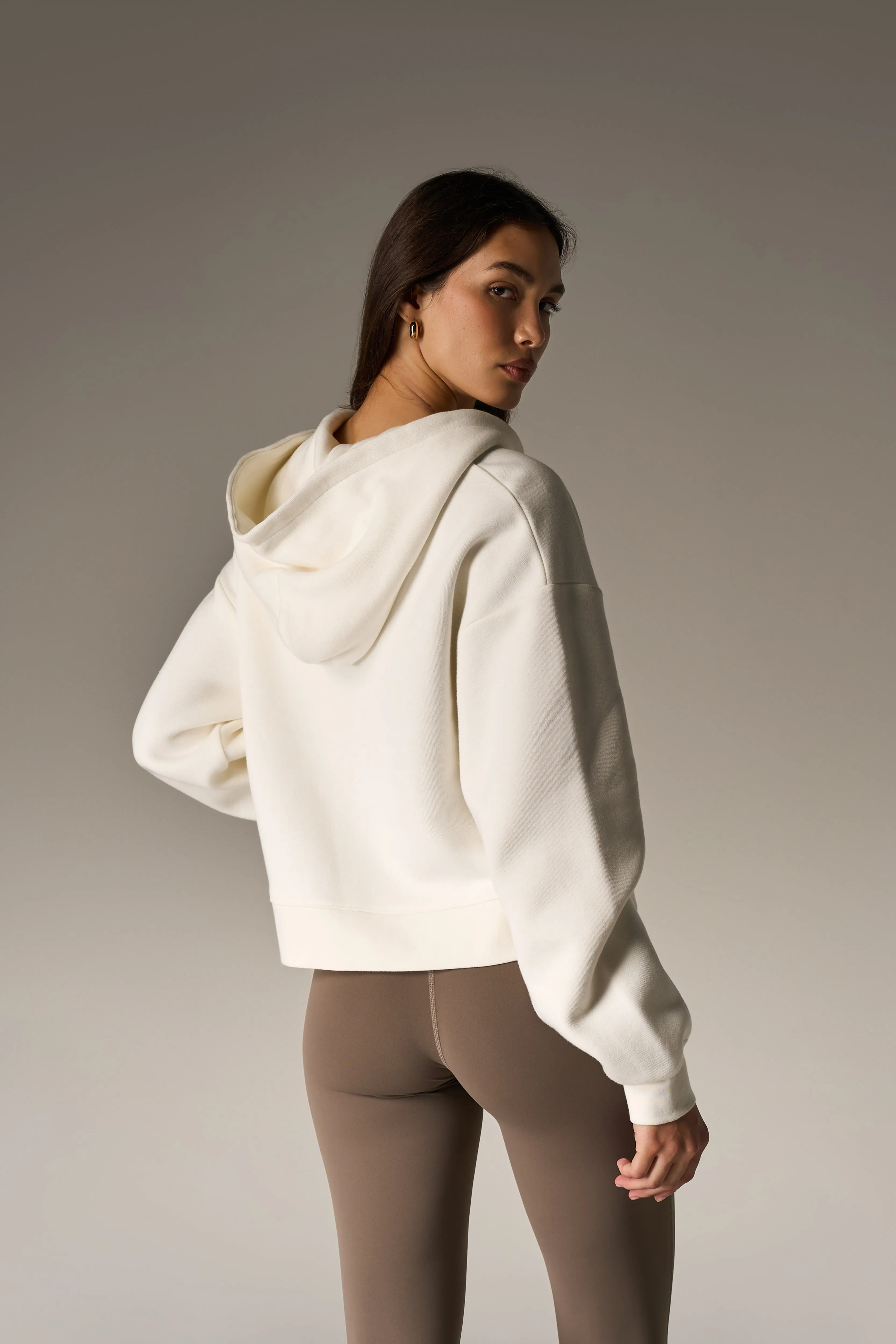 CTRE APPLIQUE ZIP THROUGH HOODIE - OFF WHITE sold by The Couture Club product image thumbnail 5