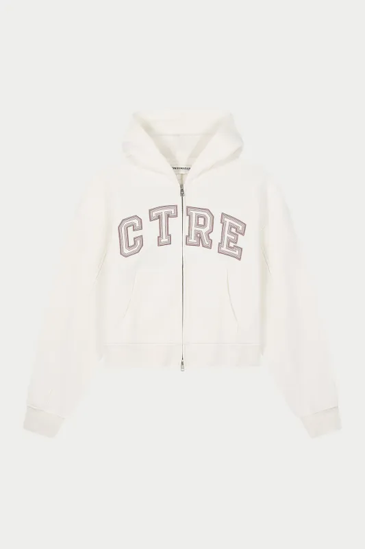 CTRE APPLIQUE ZIP THROUGH HOODIE - OFF WHITE sold by The Couture Club