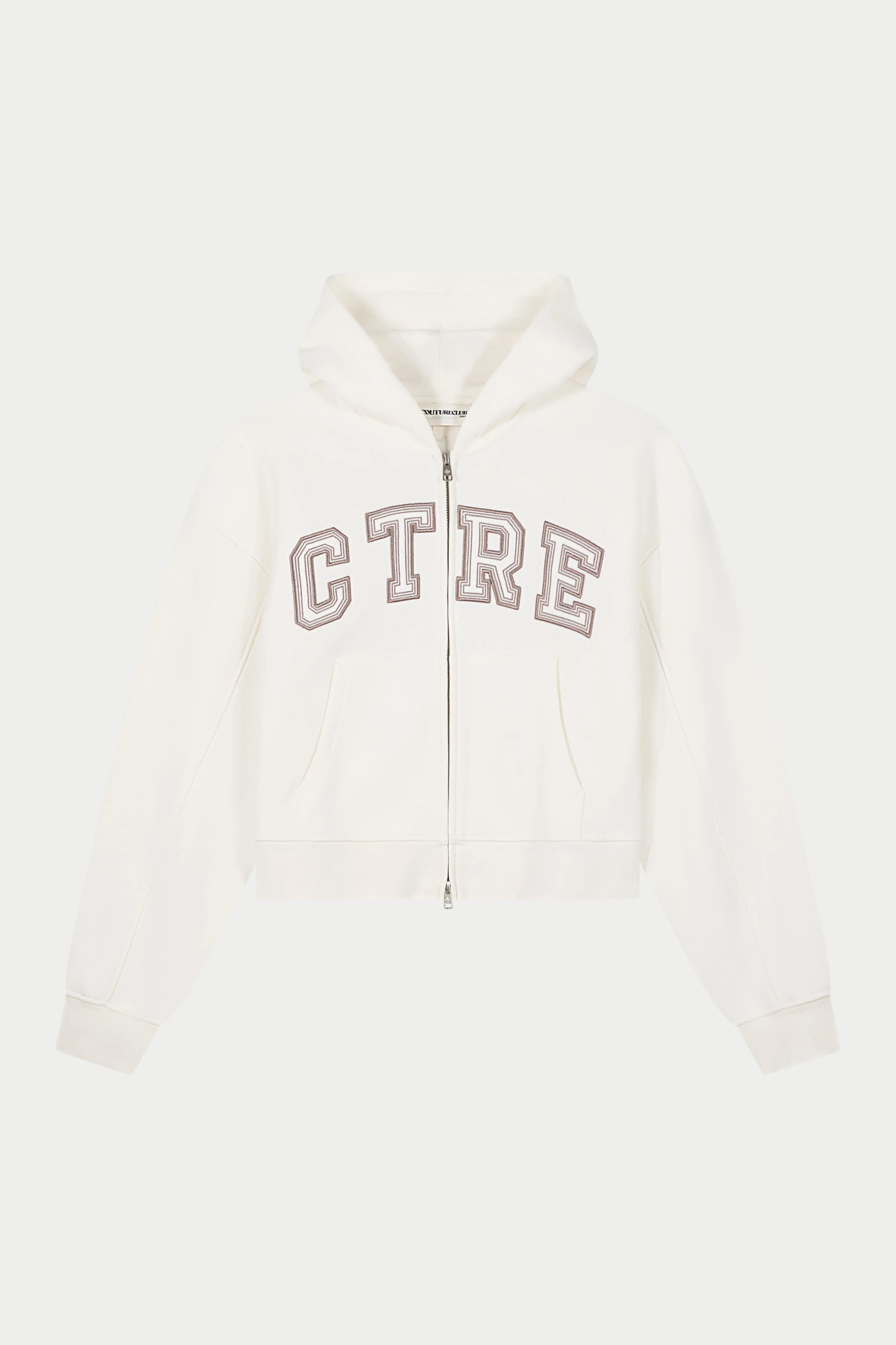CTRE APPLIQUE ZIP THROUGH HOODIE - OFF WHITE sold by The Couture Club