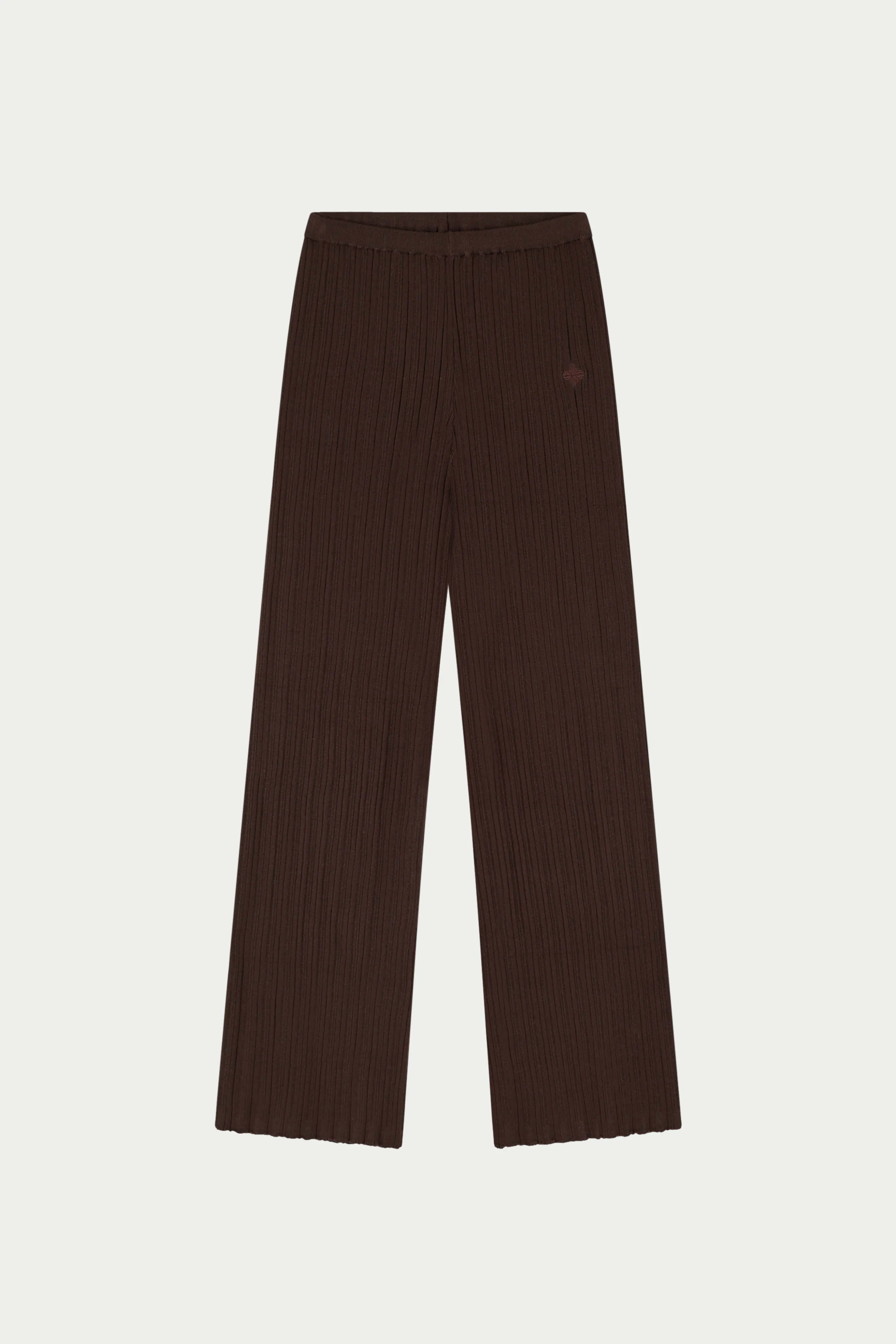 RIBBED KNITTED TROUSERS - CHOCOLATE sold by The Couture Club