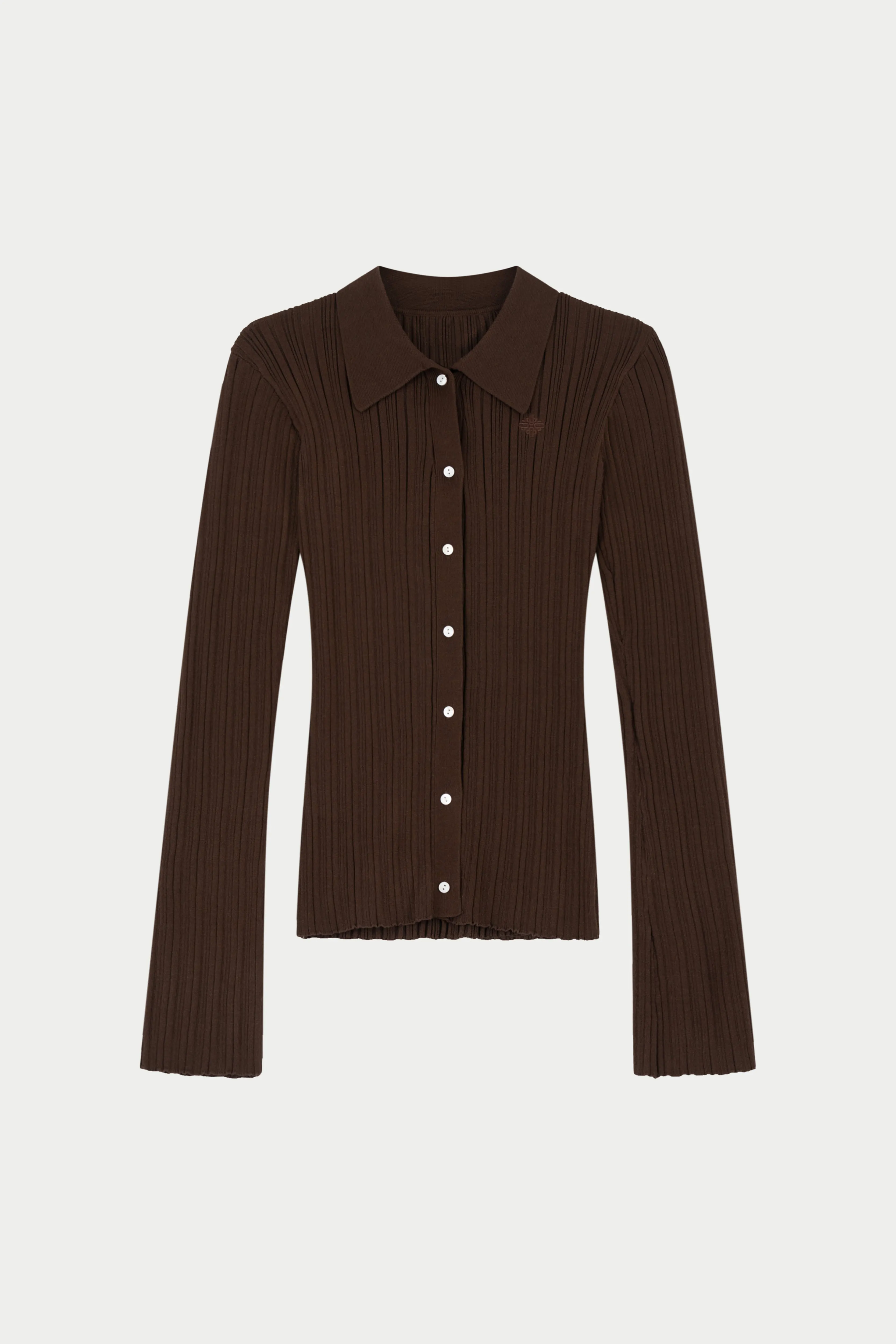 RIBBED KNITTED LONG SLEEVE TOP - CHOCOLATE sold by The Couture Club