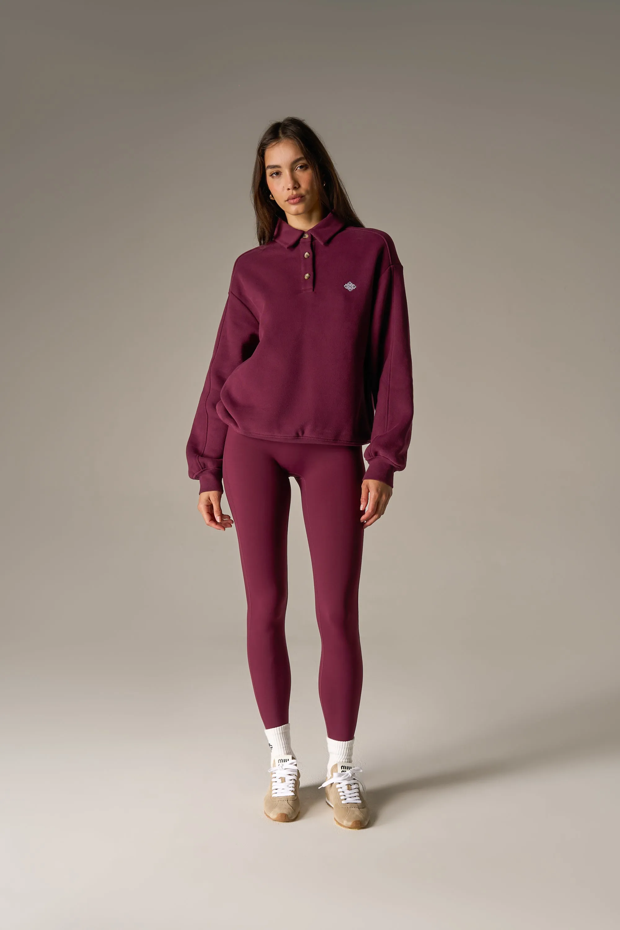 EMBLEM EMBROIDERED RUGBY POLO - PLUM sold by The Couture Club product image thumbnail 4