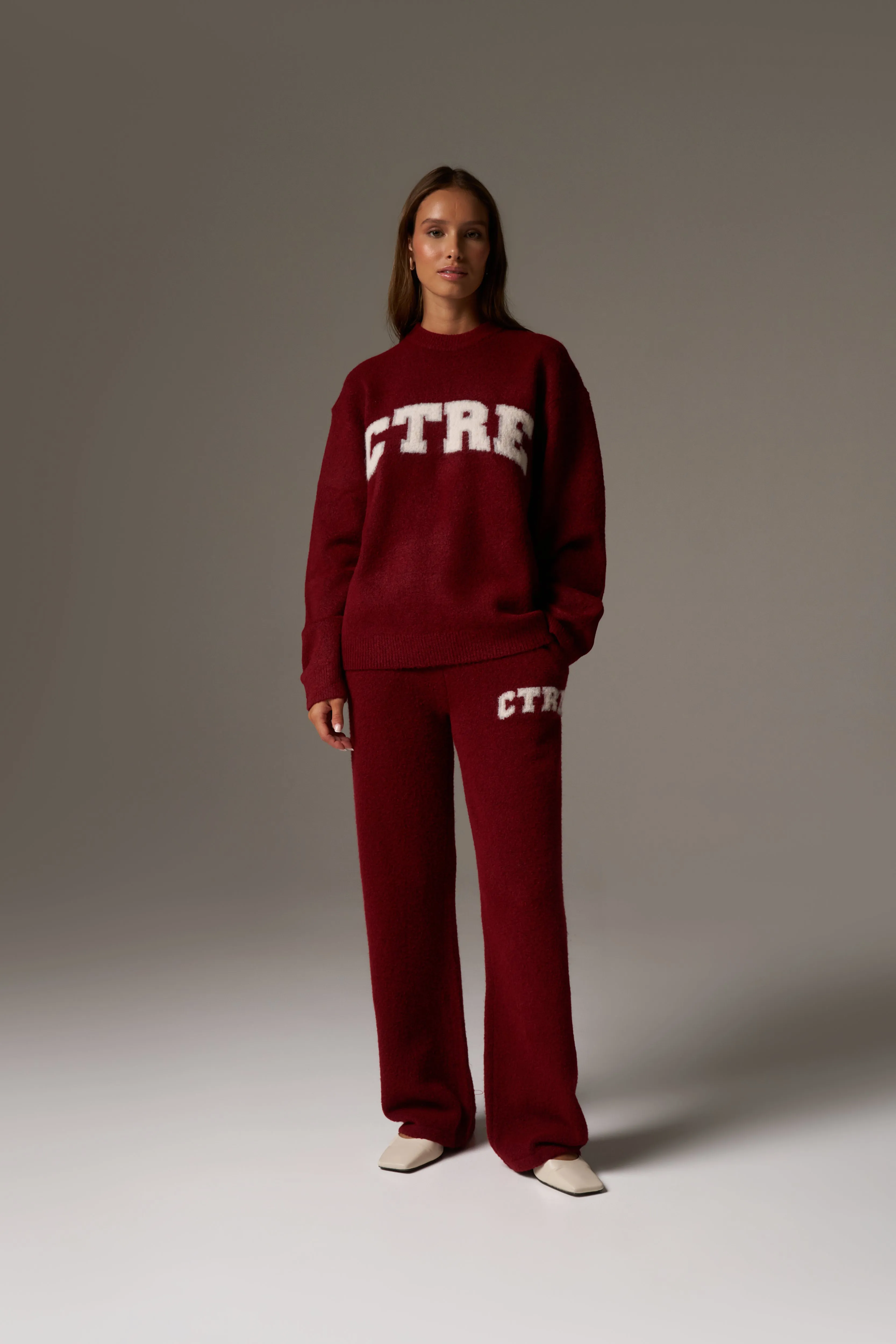 CTRE KNITTED JOGGERS - BURGUNDY sold by The Couture Club product image thumbnail 3