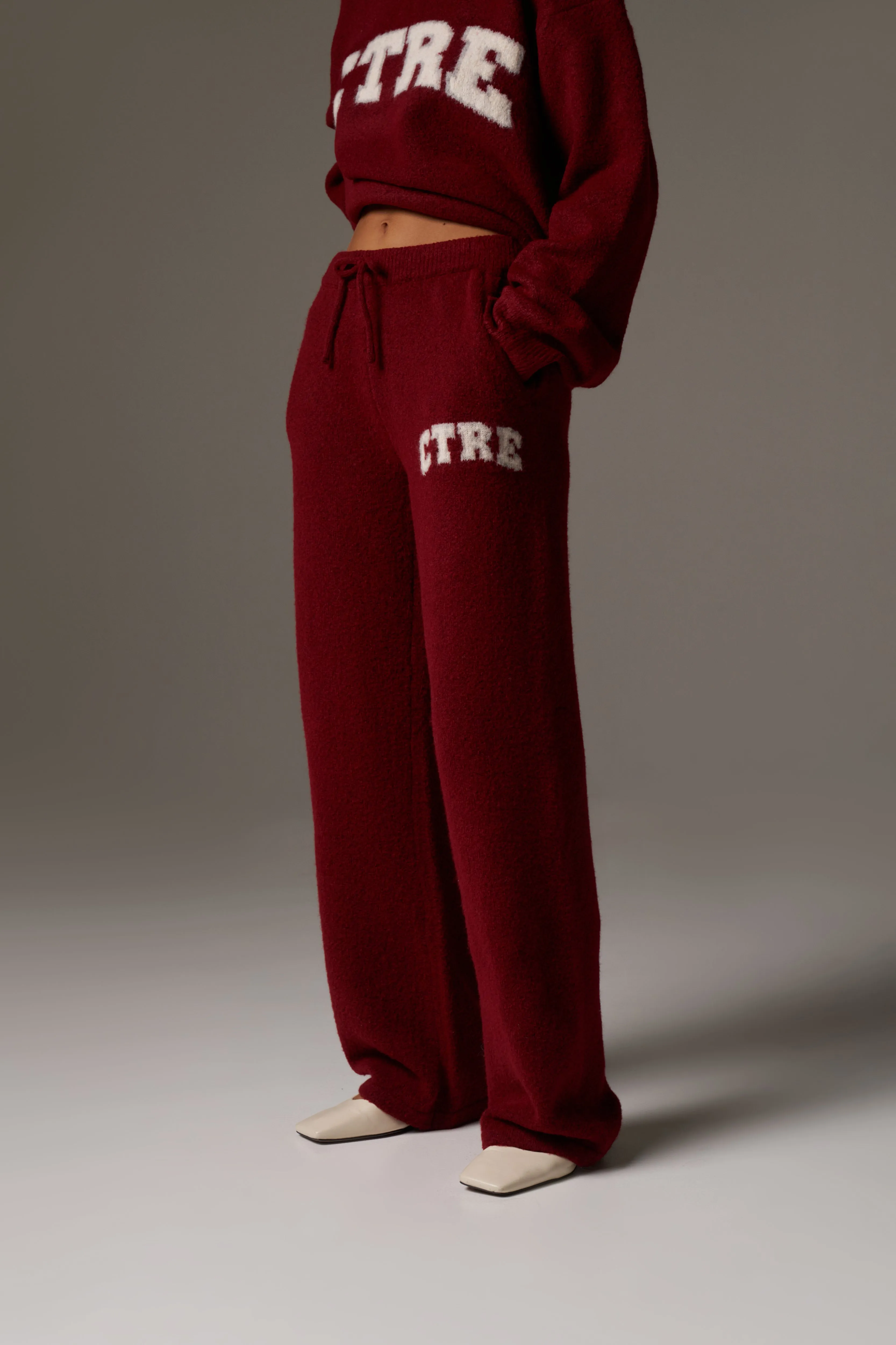 CTRE KNITTED JOGGERS - BURGUNDY sold by The Couture Club product image thumbnail 2