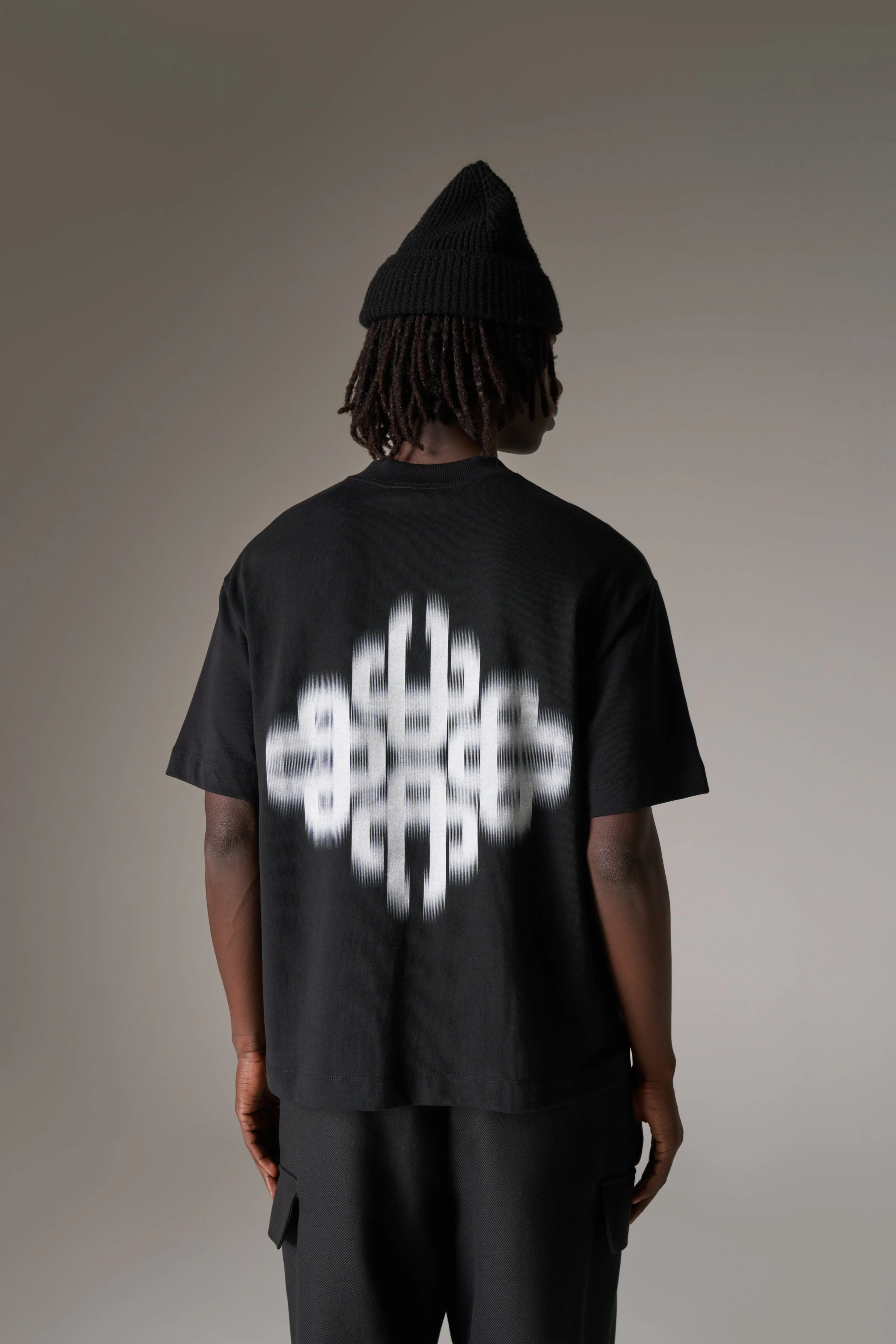 MOTION BLURRED EMBLEM T-SHIRT - BLACK sold by The Couture Club product image thumbnail 2