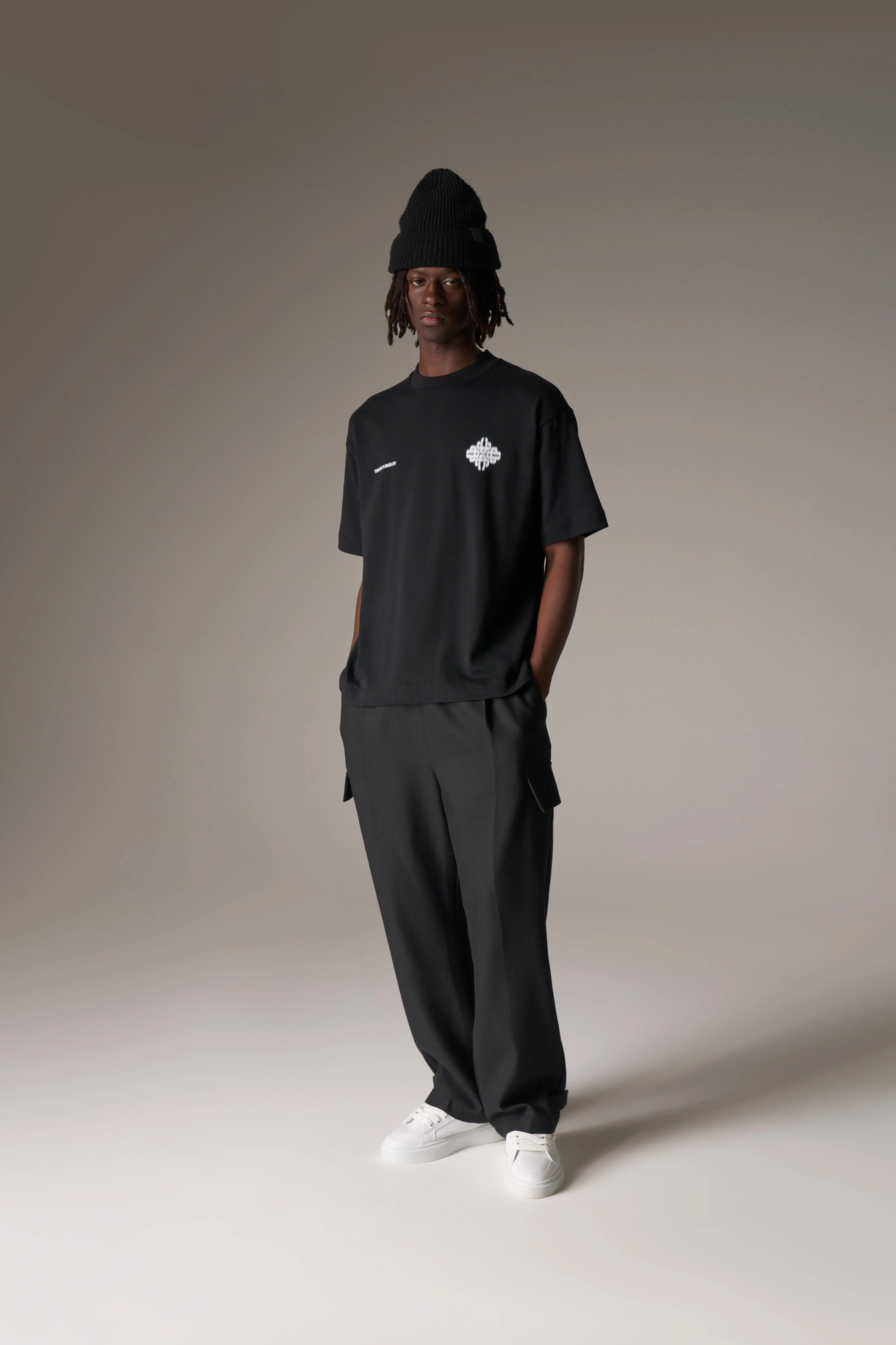 MOTION BLURRED EMBLEM T-SHIRT - BLACK sold by The Couture Club product image thumbnail 3