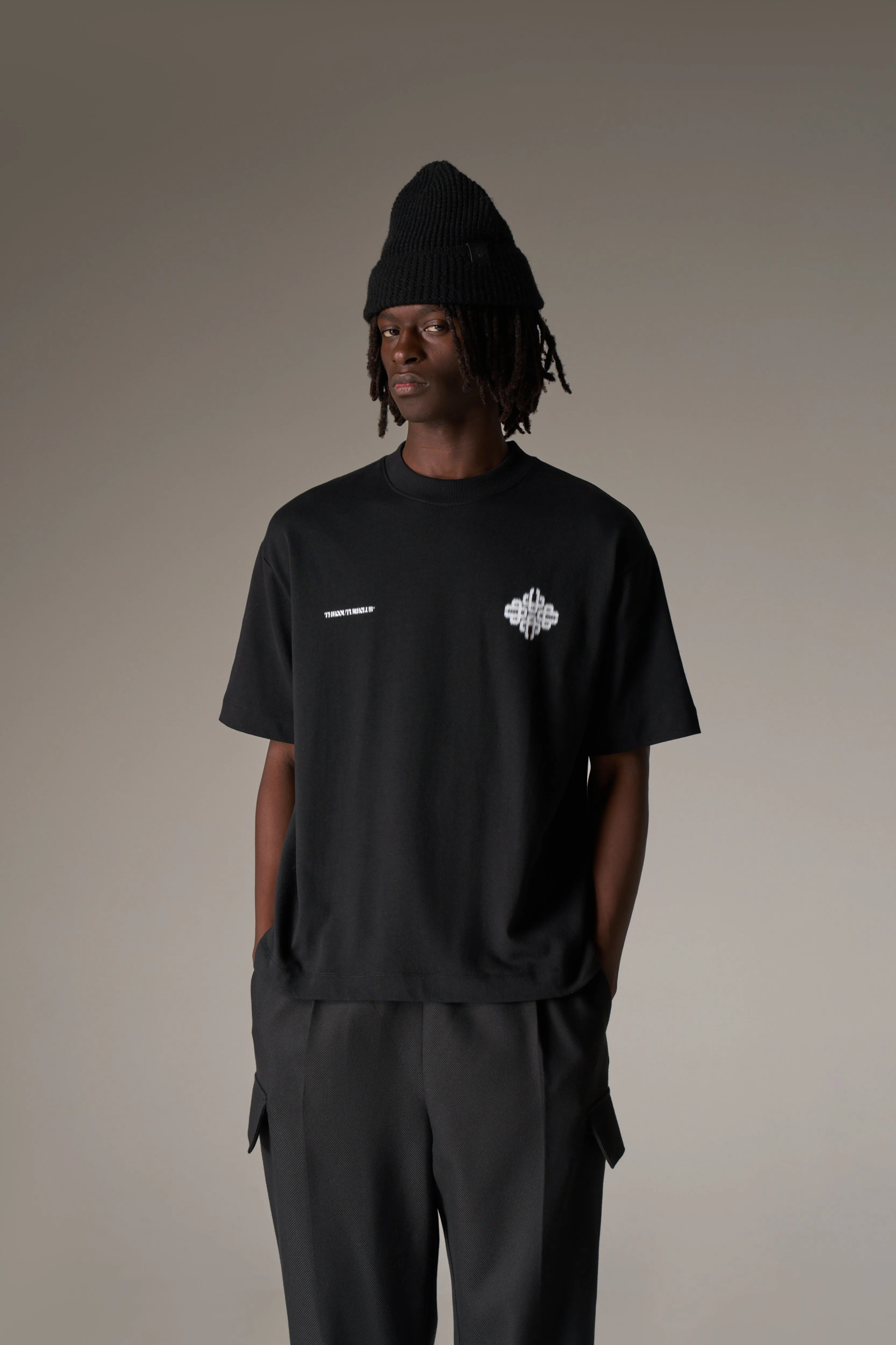 MOTION BLURRED EMBLEM T-SHIRT - BLACK sold by The Couture Club product image thumbnail 4