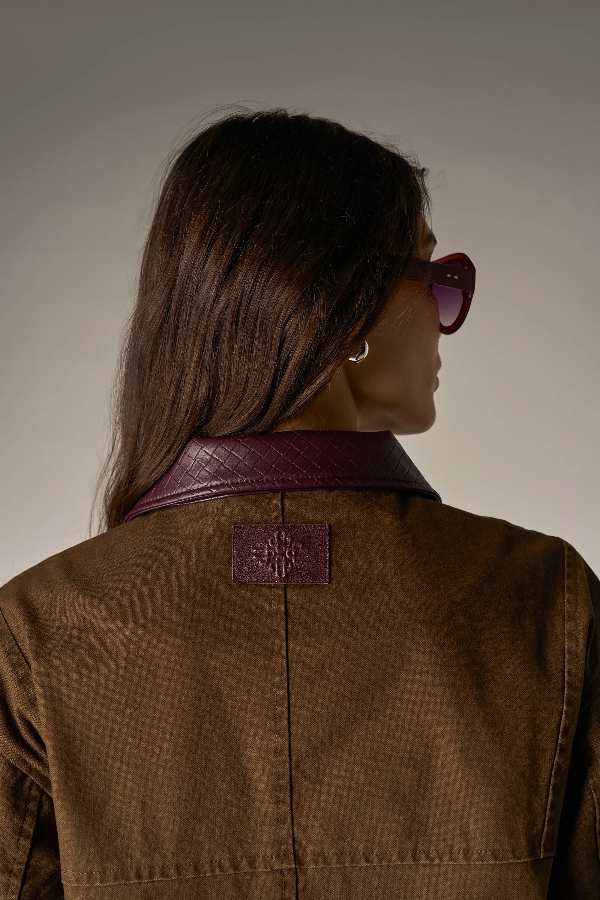 WASHED CONTRAST COLLAR TRUCKER JACKET - CHOCOLATE sold by The Couture Club product image thumbnail 5
