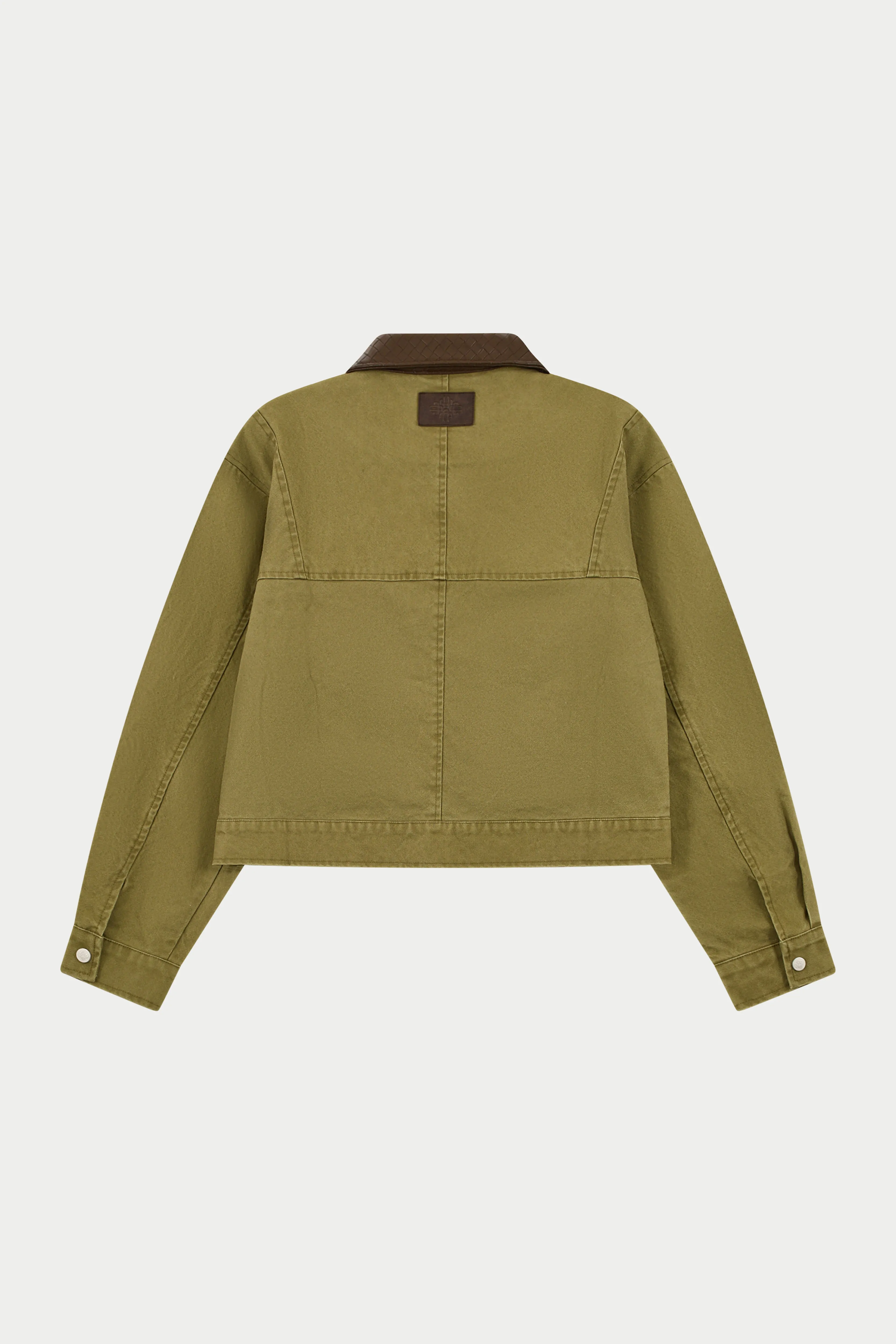 WASHED CONTRAST COLLAR TRUCKER JACKET - KHAKI sold by The Couture Club product image thumbnail 3