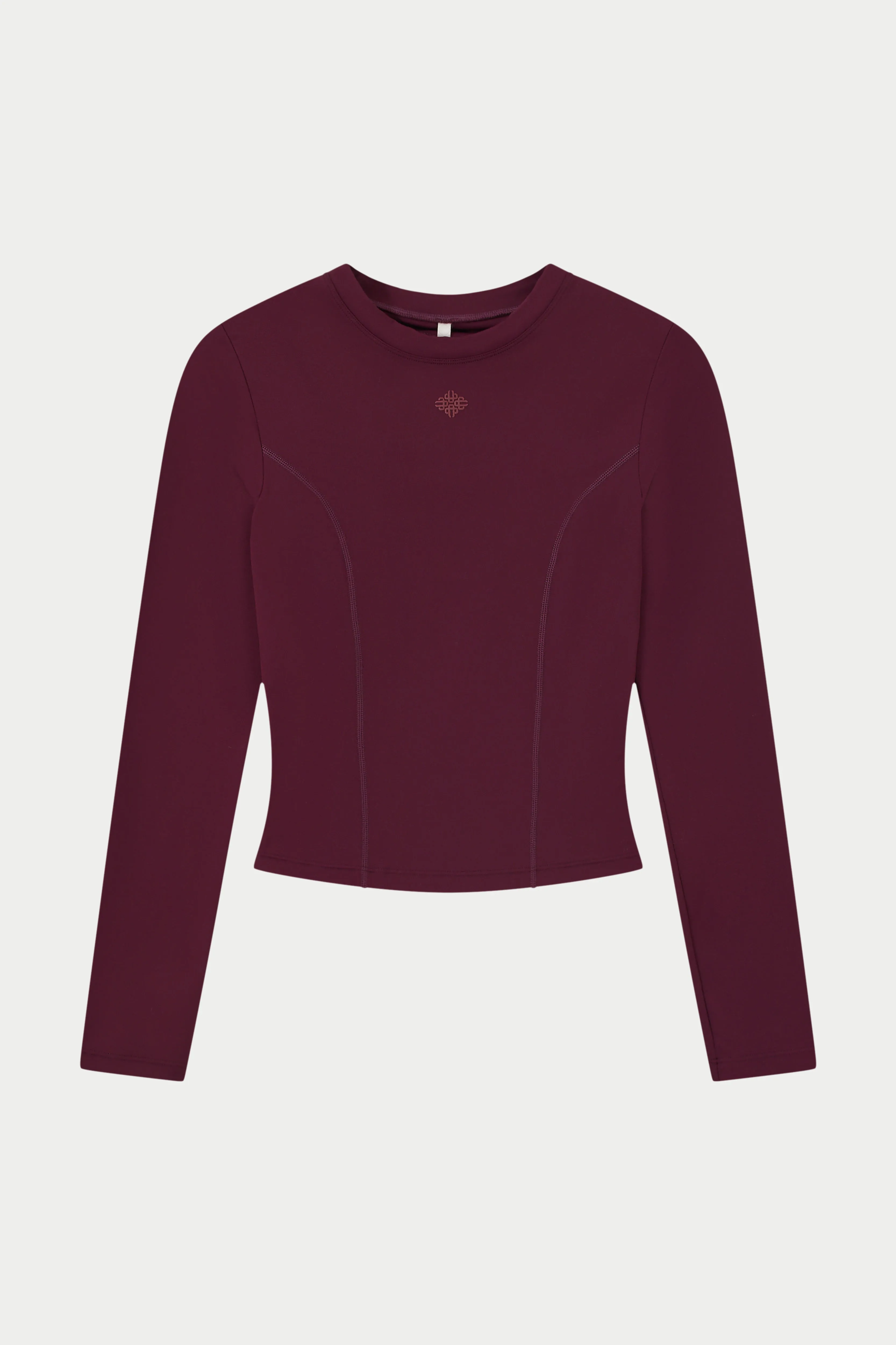 SCULPTING STRETCH CROSSOVER BACK LONG SLEEVE TOP - PLUM sold by The Couture Club