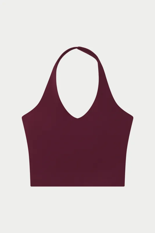 SCULPTING STRETCH HALTERNECK TOP - PLUM sold by The Couture Club