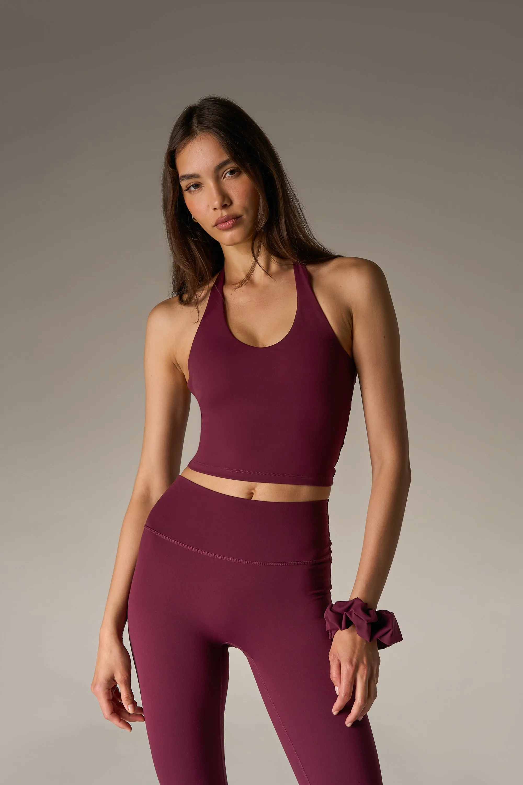 SCULPTING STRETCH HALTERNECK TOP - PLUM sold by The Couture Club product image thumbnail 2