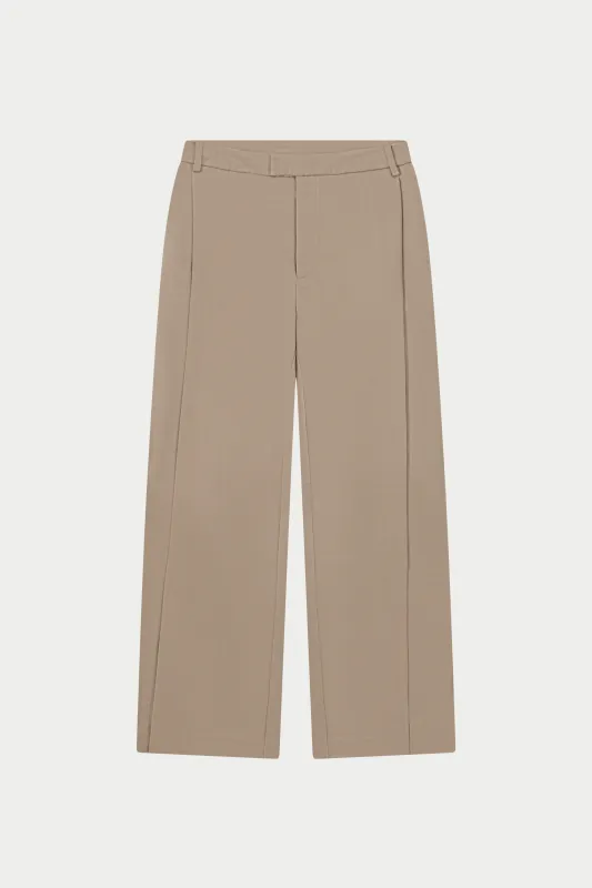 SIDE PLEAT WIDE LEG TAILORED TROUSERS - BEIGE sold by The Couture Club