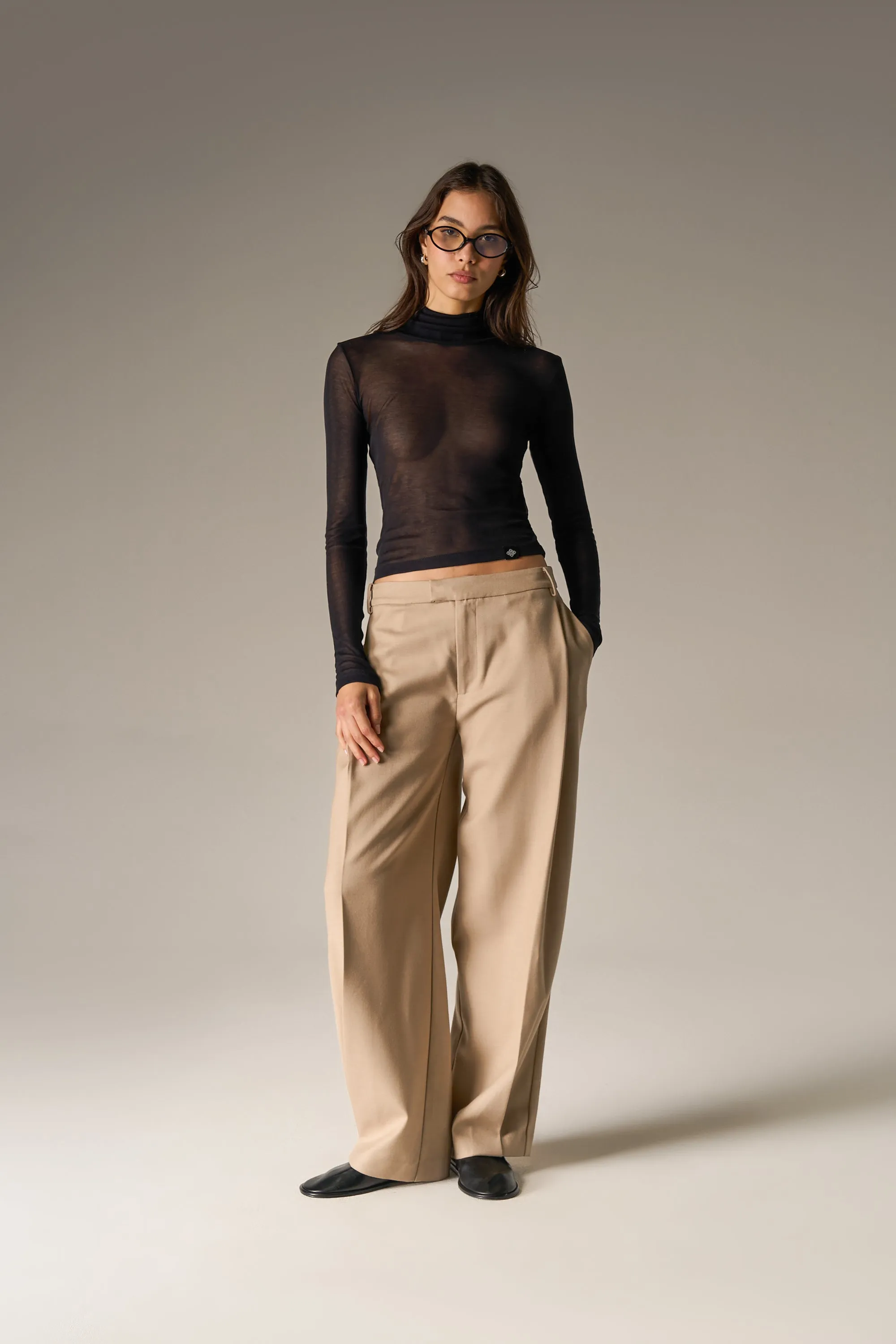 LIGHTWEIGHT ROLL NECK TOP - BLACK sold by The Couture Club product image thumbnail 3