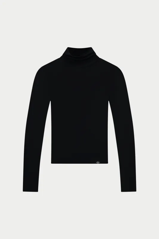 LIGHTWEIGHT ROLL NECK TOP - BLACK sold by The Couture Club